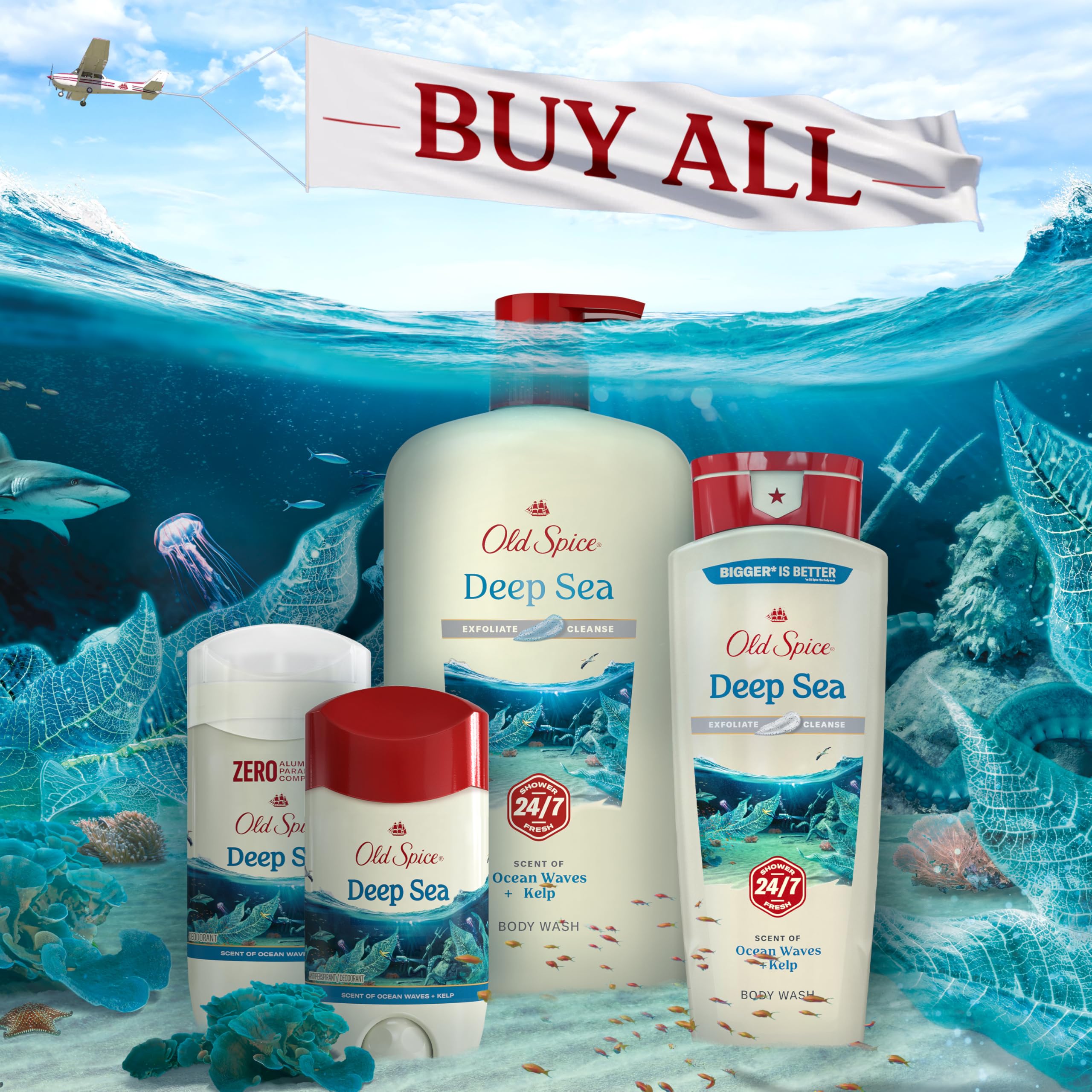 Old Spice Dry Feel Antiperspirant Deodorant for Men – 24/7 Freshness, Deep Sea + Kelp Scent, 2.6 oz x 2