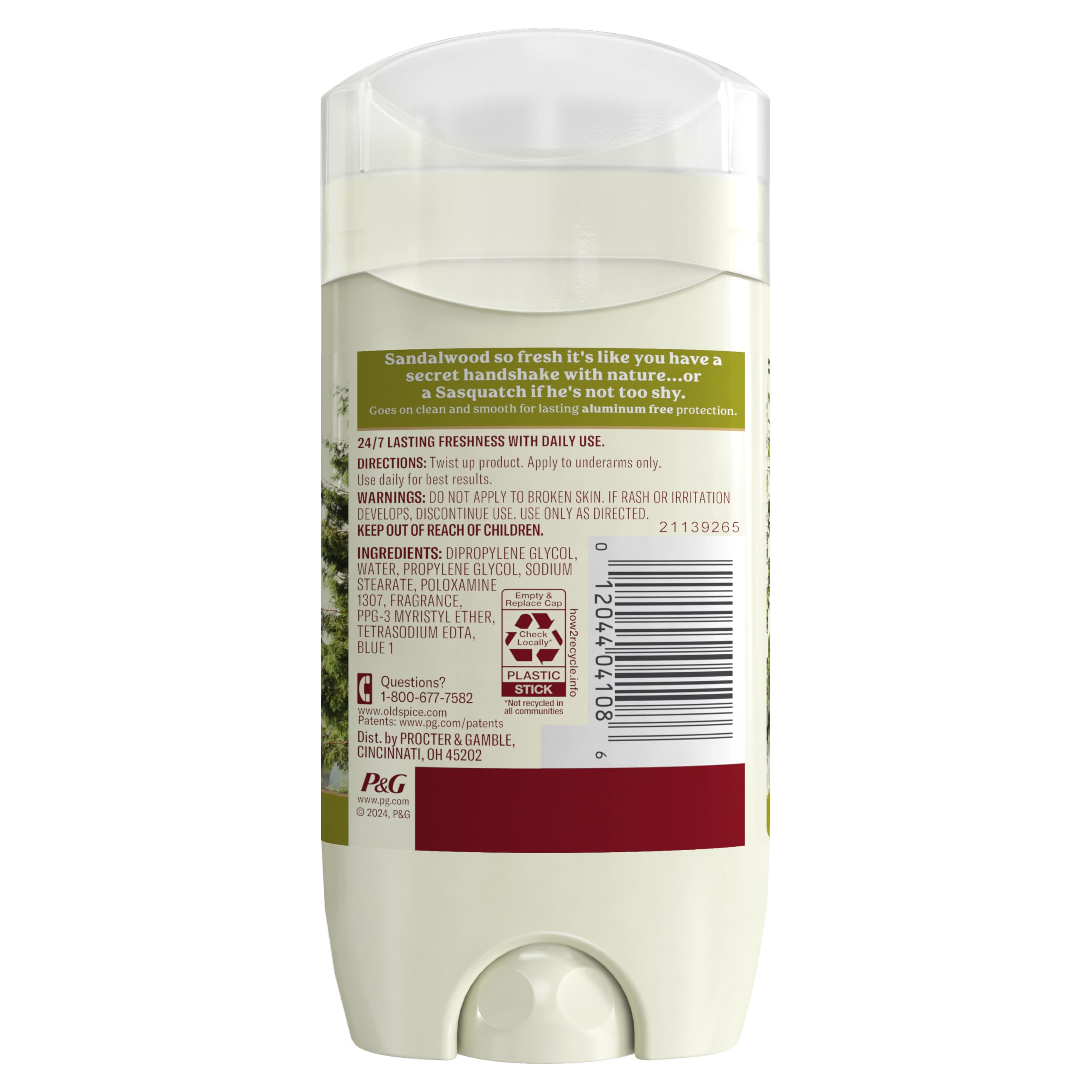 Old Spice Timber Aluminum-Free Deodorant for Men – 24/7 Odor Protection (Pack of 3)