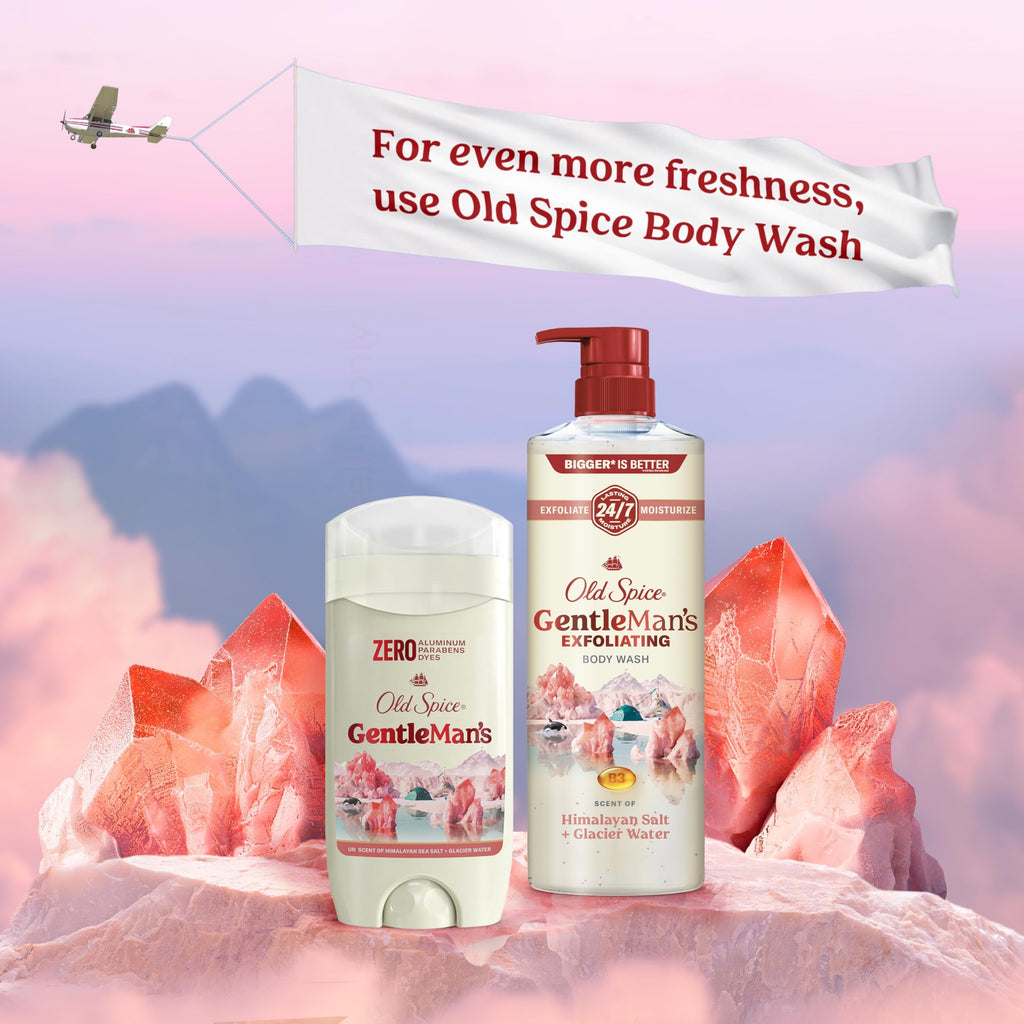 Old Spice GentleMan's Aluminum Free Deodorant, 3 x 3.0 oz – 24/7 Freshness Himalayan Sea Salt + Glacier Water