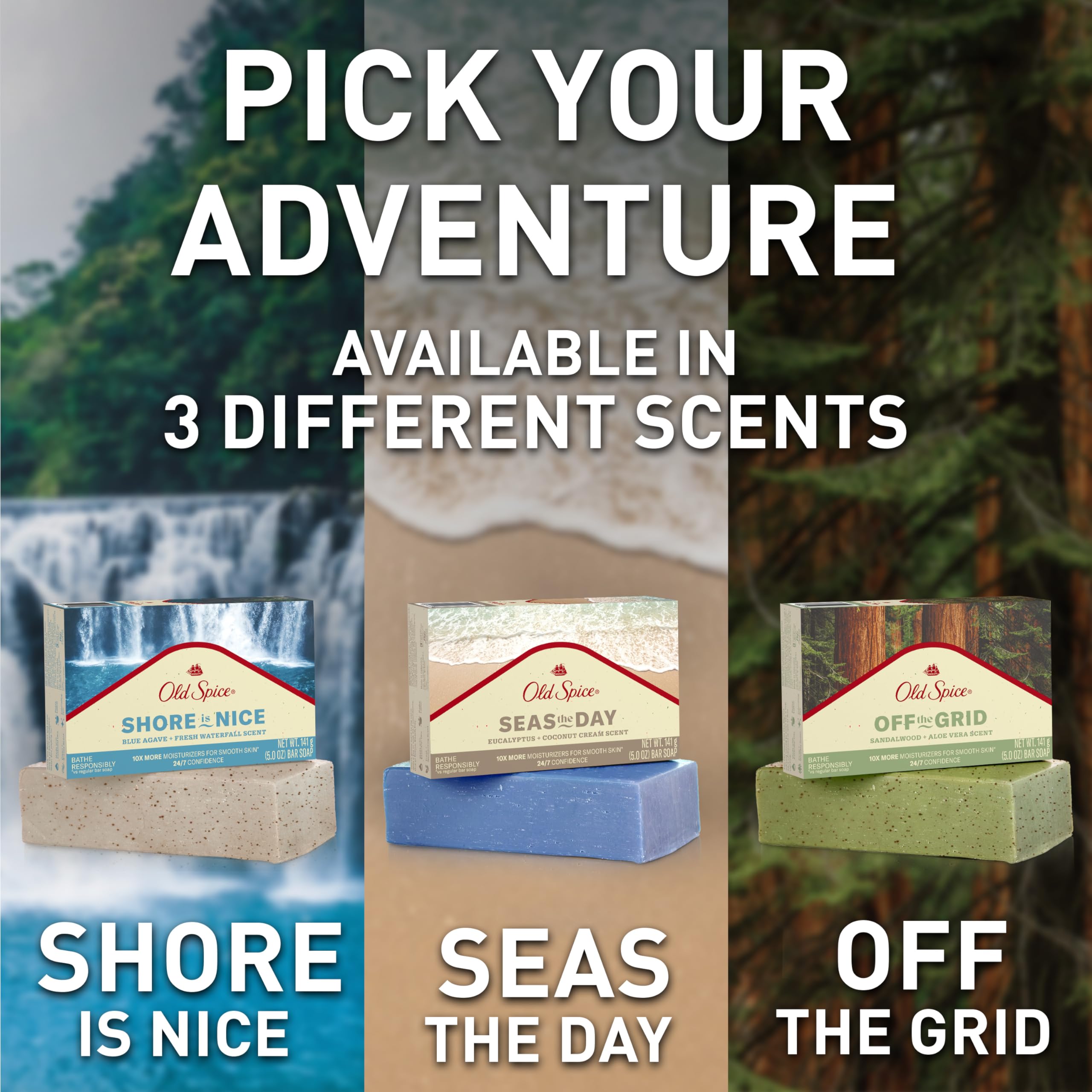Old Spice Off the Grid Bar Soap for Men – Sandalwood + Aloe, 6-Pack, 5.0 oz