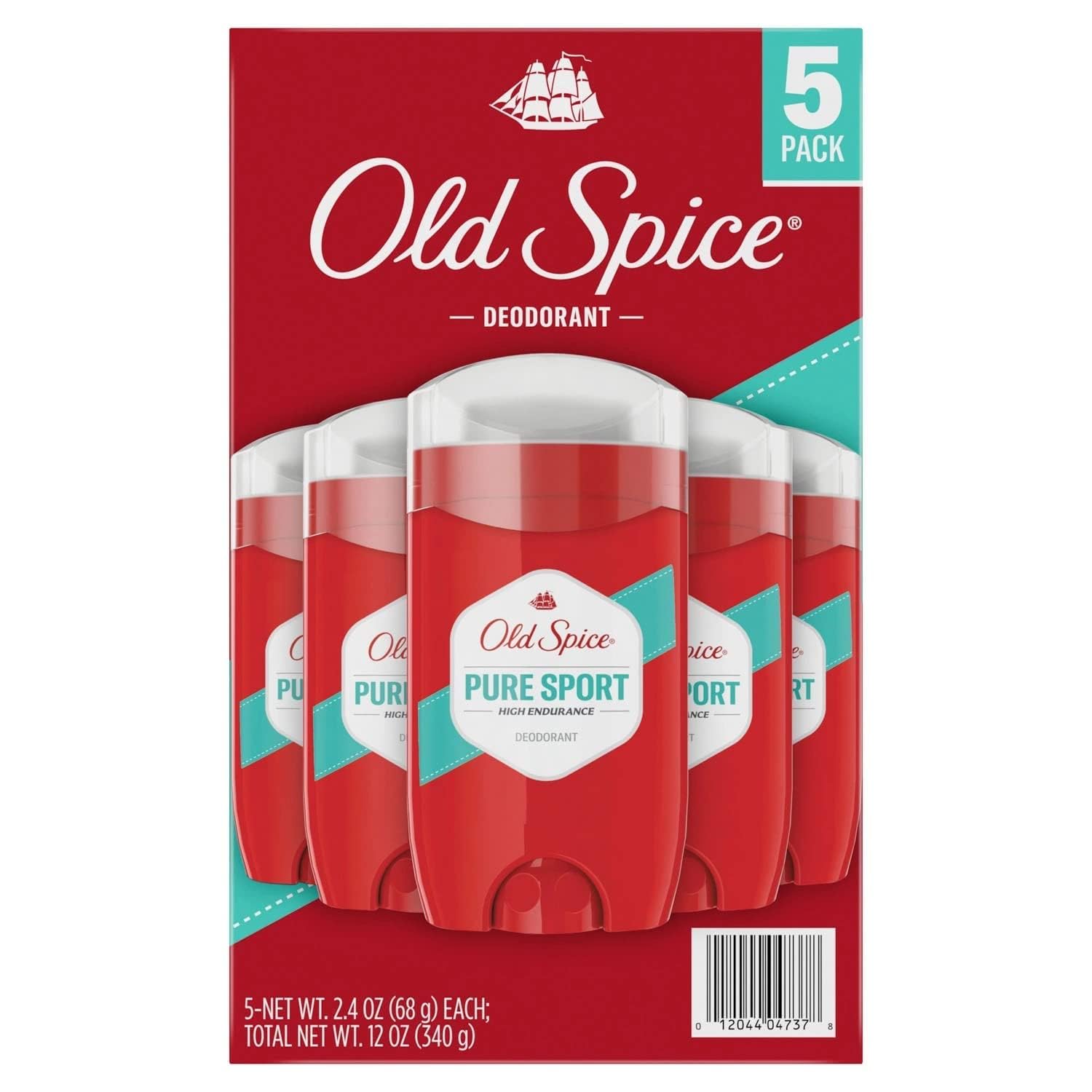 Old Spice Pure Sport Deodorant — 2.4 oz Sticks (Pack of 5) | Long-Lasting Freshness