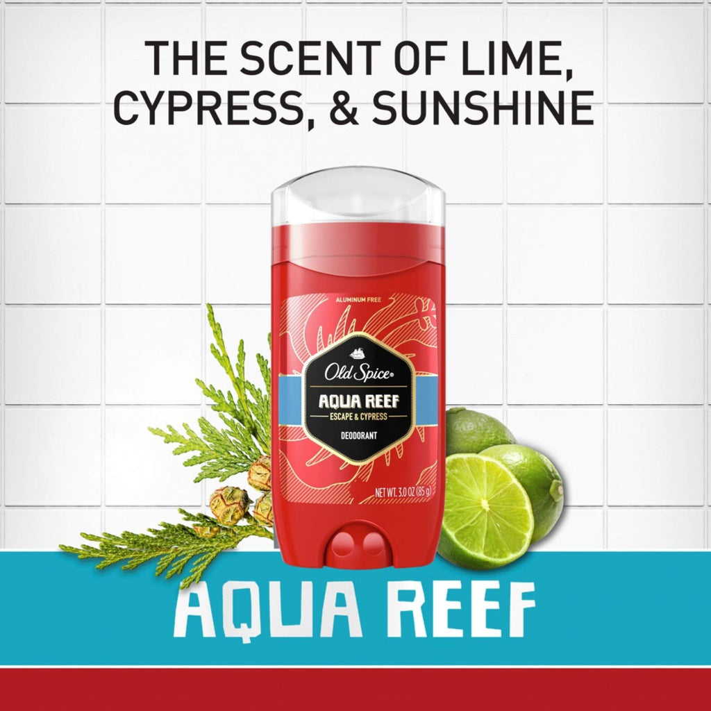 Old Spice Red Zone Aqua Reef Deodorant for Men — 3 x 3 oz, Aluminum-Free