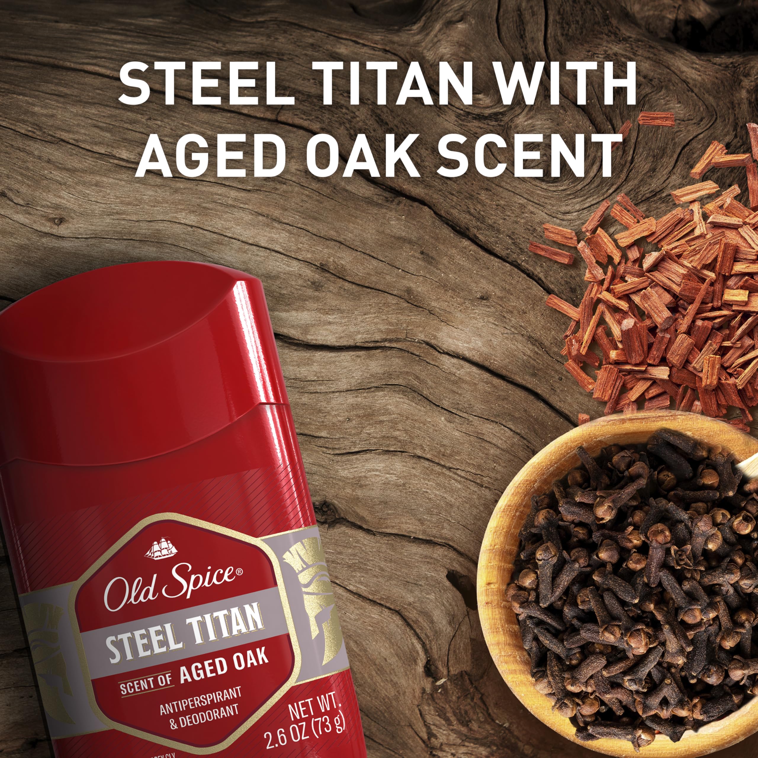Old Spice Steel Titan Invisible Solid Deodorant for Men – Aged Oak, 24/7 Protection (2.6 oz, Pack of 6)