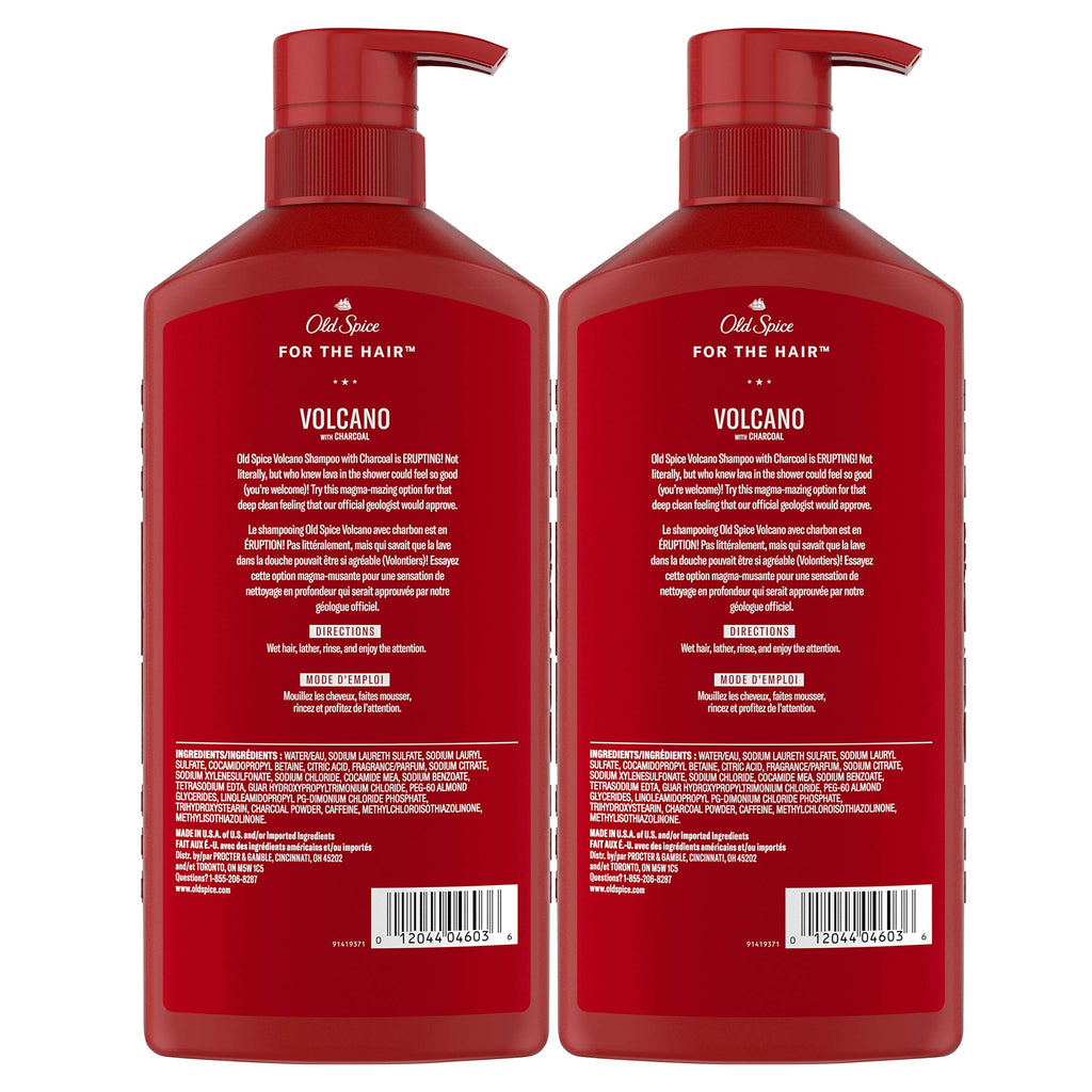 Old Spice Charcoal Shampoo for Men – Volcano-Inspired Cleanse, 21.9 oz Twin Pack