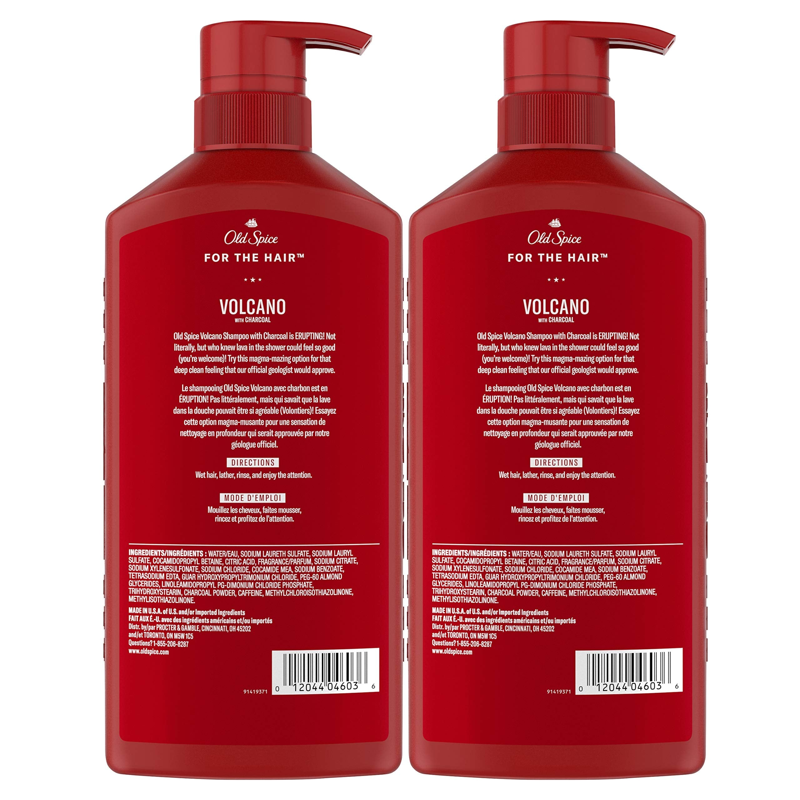 Old Spice Charcoal Shampoo for Men – Volcano-Inspired Cleanse, 21.9 oz Twin Pack