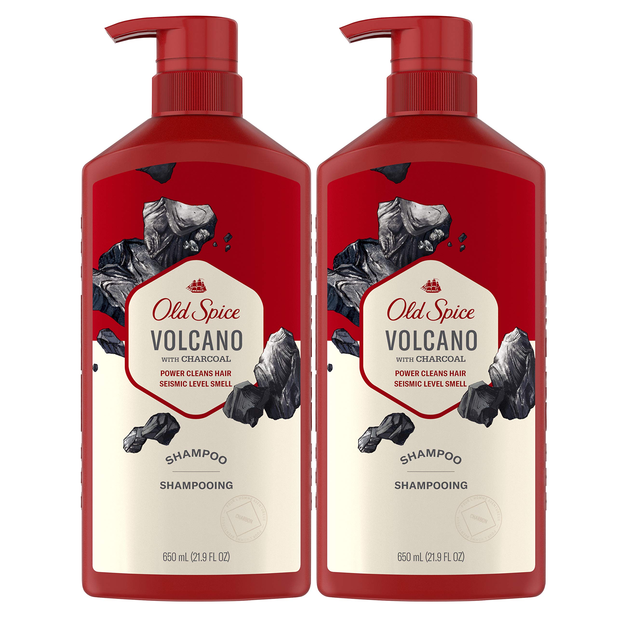 Old Spice Charcoal Shampoo for Men – Volcano-Inspired Cleanse, 21.9 oz Twin Pack