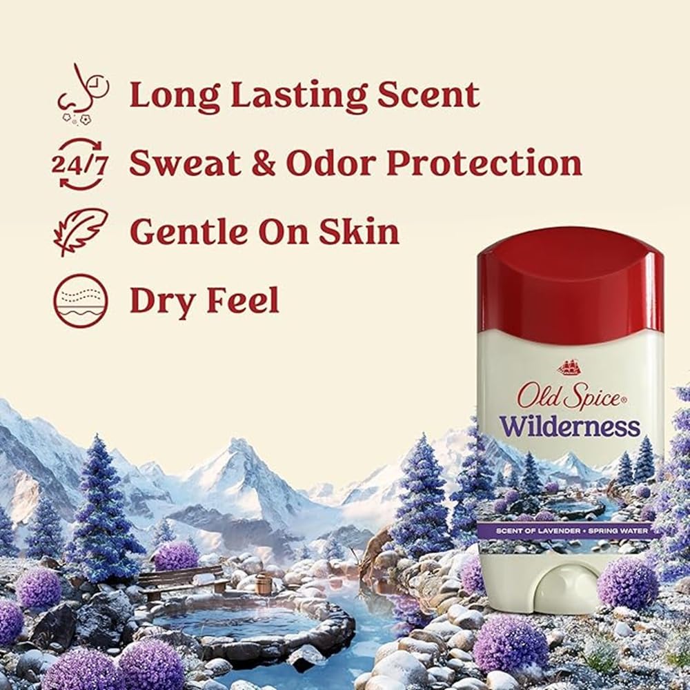 Old Spice Wilderness for Men Anti-Perspirant & Deodorant – Lavender, 2.6 oz (Pack of 2)