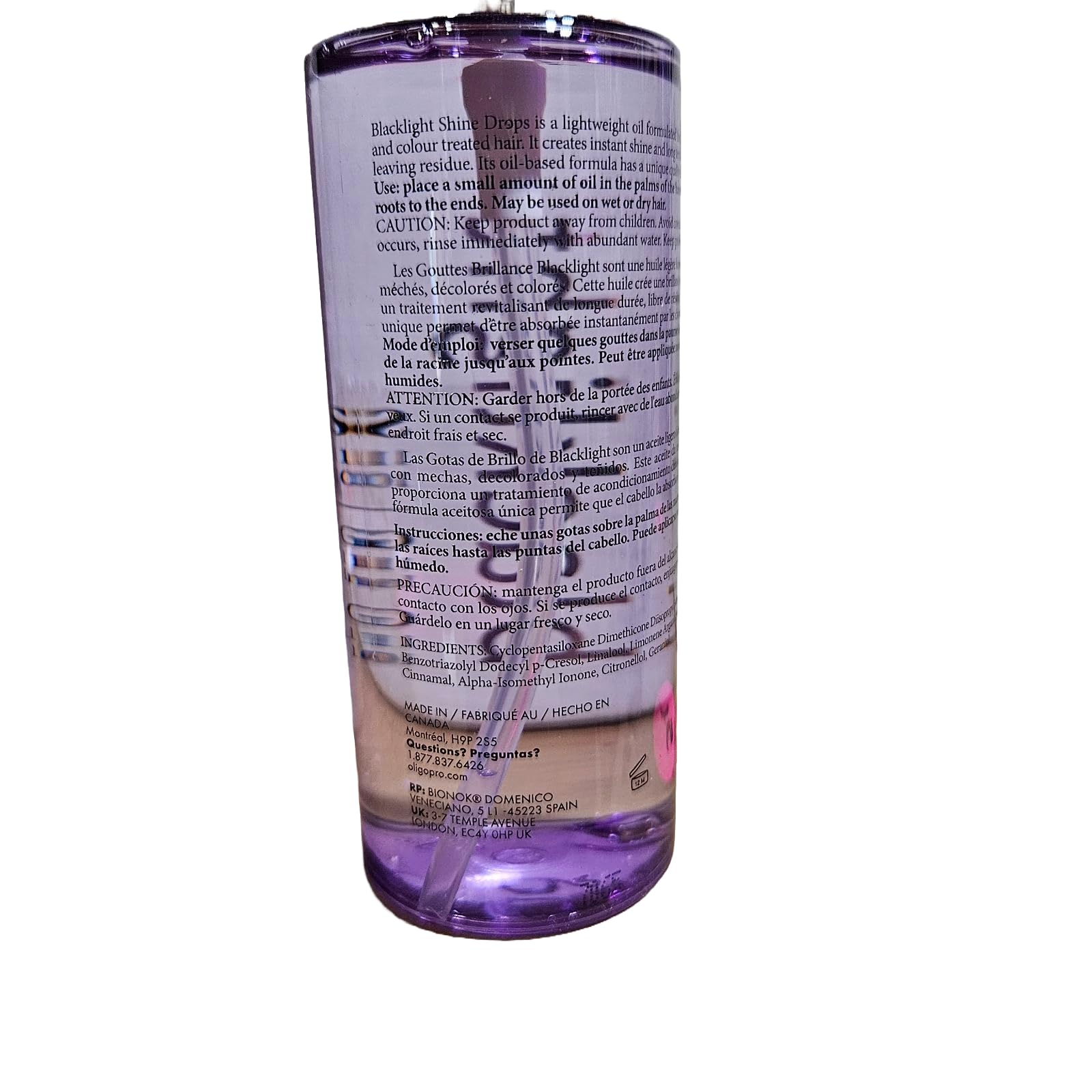 Oligo Professionnel Blacklight Shine Drops – Weightless Hair Oil & Anti-Frizz Serum (3.4 oz)