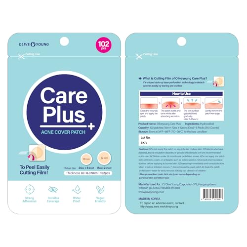 OLIVE YOUNG Care Plus Spot Patch – Hydrocolloid Acne Patches, 510 Count (Pack of 5)