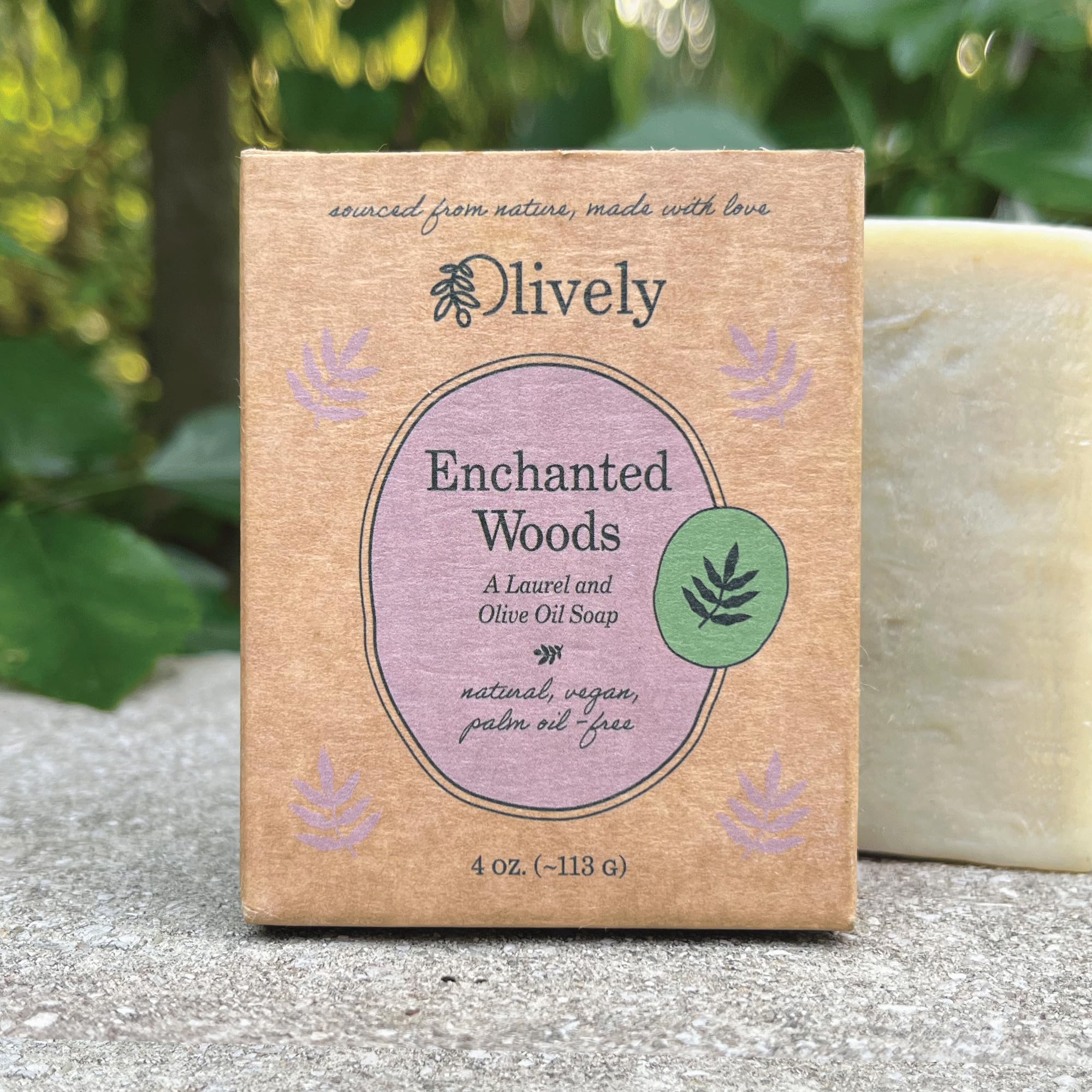 Olively Enchanted Woods All Natural Soap Bar | Laurel & Olive Oil | Vegan