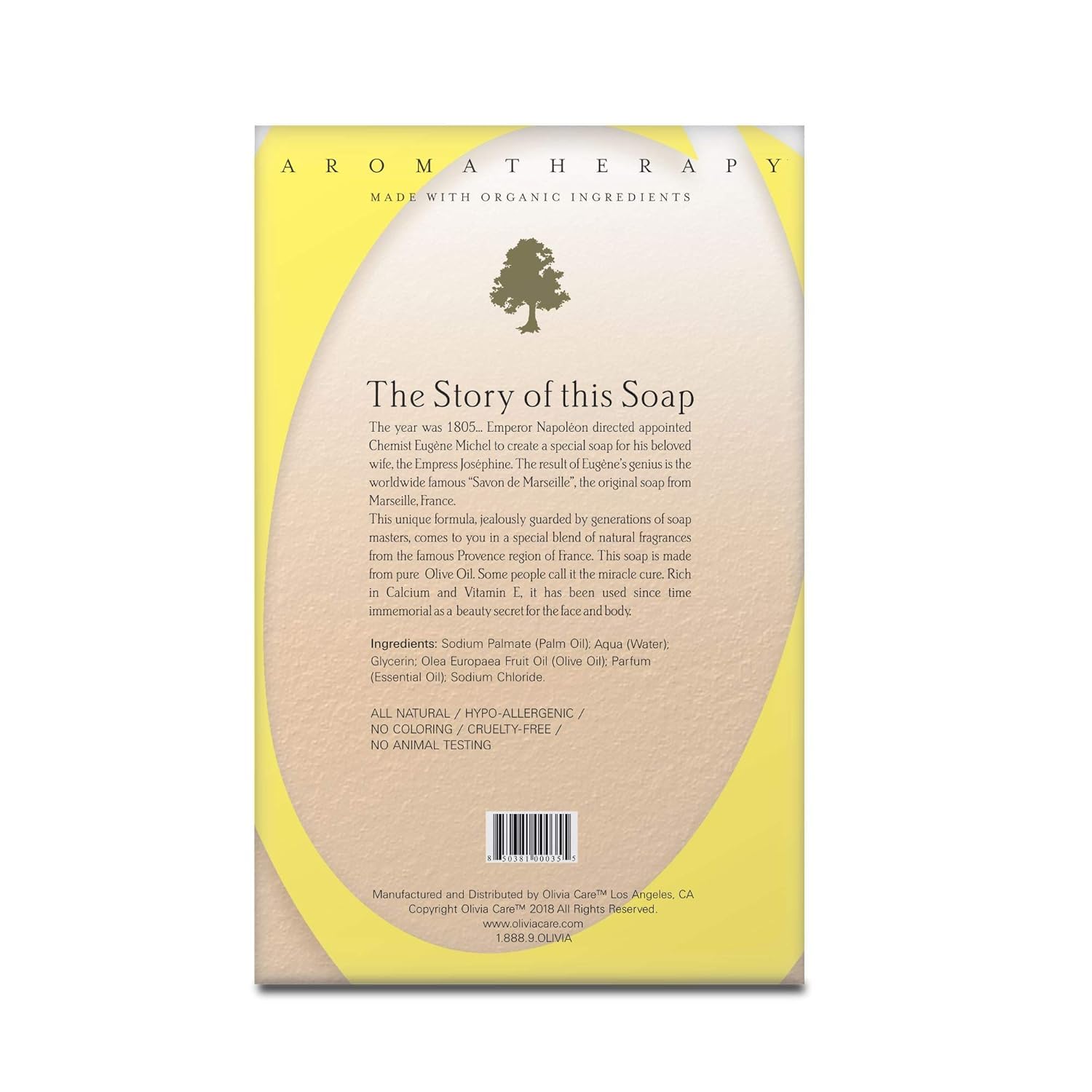 Olivia Care Verbena Soap 4-Pack Gift Box – Organic Olive Oil, Vegan, Made in USA
