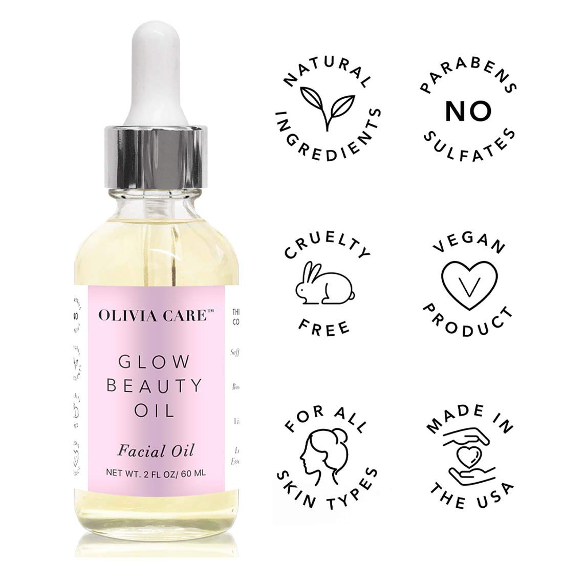 Olivia Care Facial Oil for Glowing Skin | Rosehip, Safflower, Vitamin E & Lavender