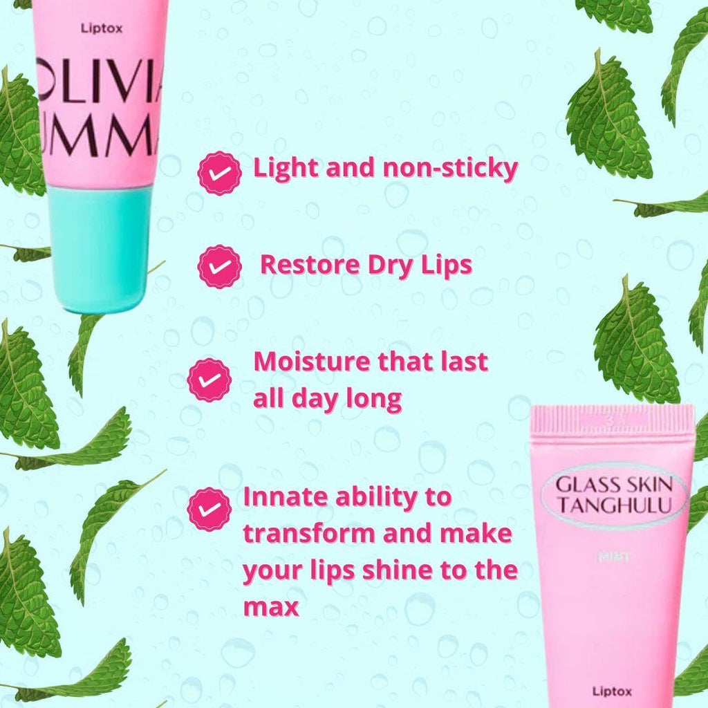 OLIVIAUMMA Mint Glass Skin Tanghulu Liptox – Korean Plumping Lip Balm with Peppermint & Shea Butter