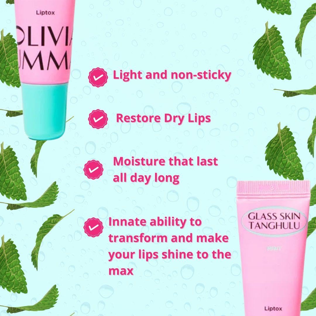 OLIVIAUMMA Mint Glass Skin Tanghulu Liptox – Korean Plumping Lip Balm with Peppermint & Shea Butter
