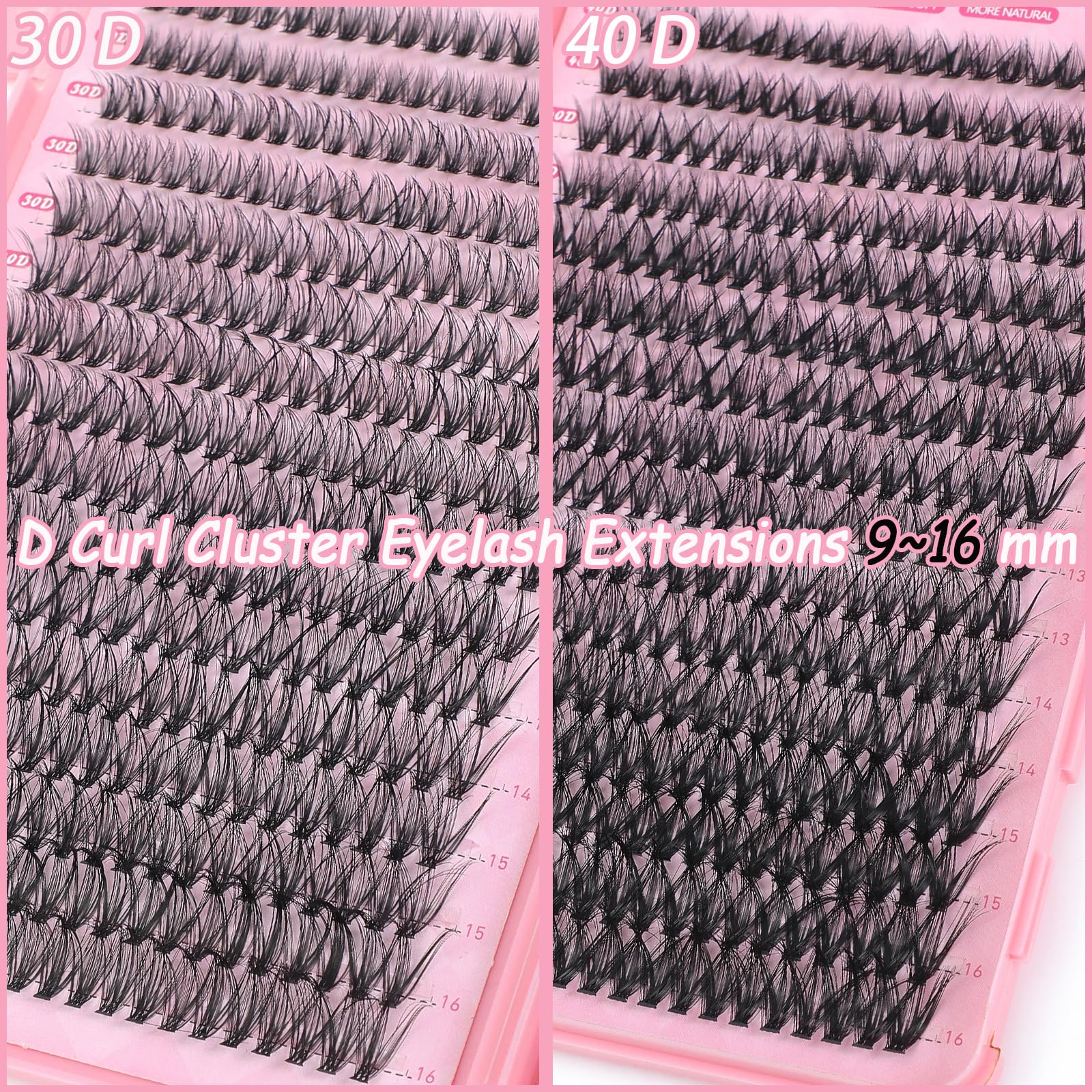 OLLAVO Lash Clusters Kit — 640 Pcs DIY Lashes 9-16mm, 30D-40D, D Curl