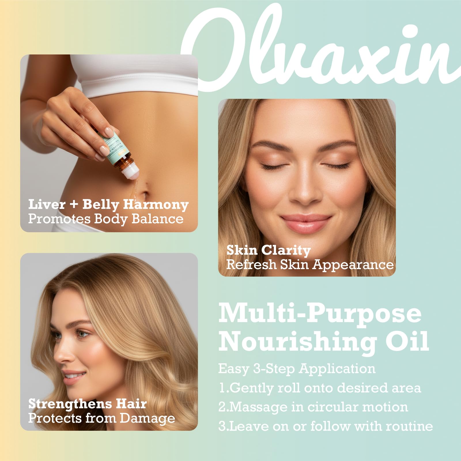 Olvaxin Frankincense & Castor Oil Roll-On with Rose Quartz — 2-Pack, 3.4 fl oz Total