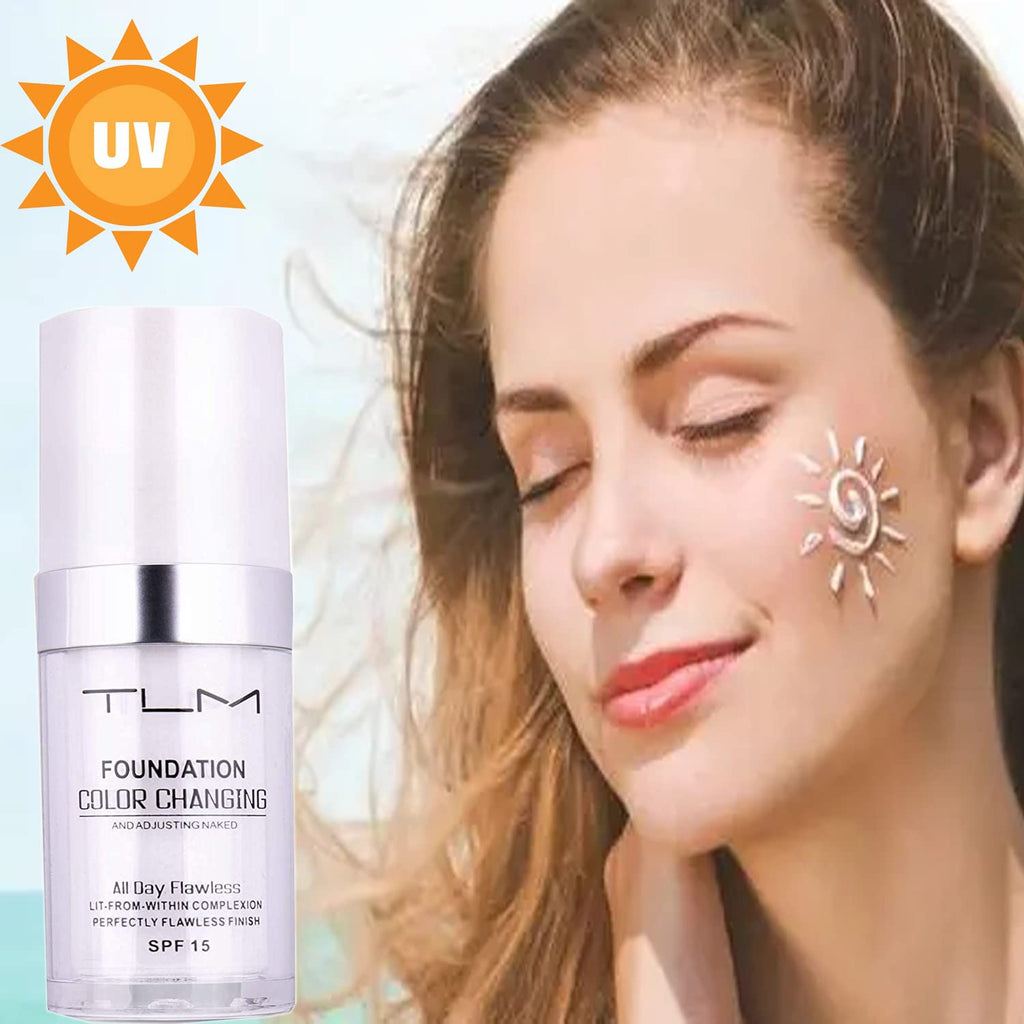 Omaky Colour-Changing Foundation 2x30ml – Self-Adjusting, SPF 15, Full Coverage