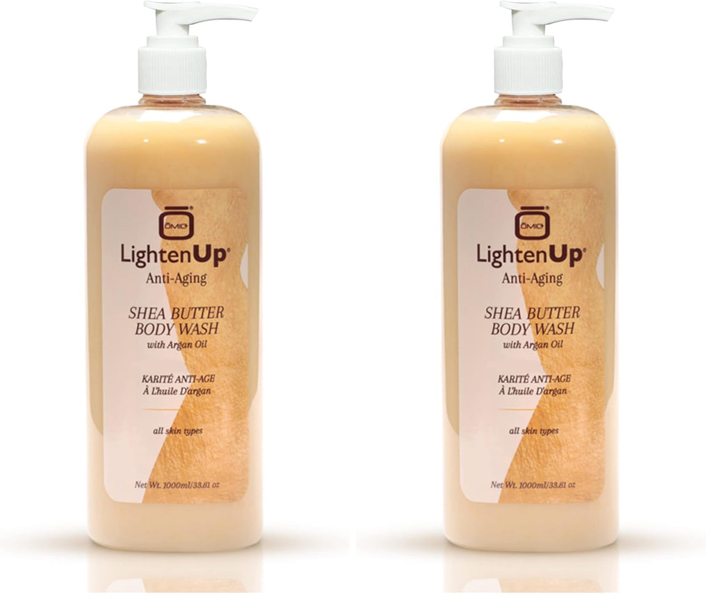 OMIC Lighten-Up Anti-Aging Body Wash – 33.8 fl oz / 1000 ml (Pack of 2) | Argan Oil & Shea Butter