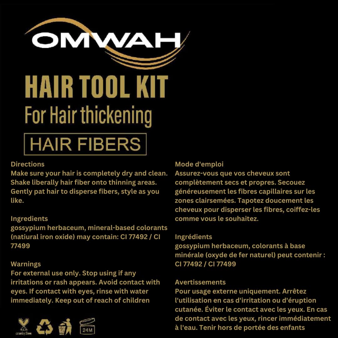 OMWAH Natural Hair Fibers 2-in-1 Kit (Dark Brown) – Instant Fuller Hair & Spray Applicator