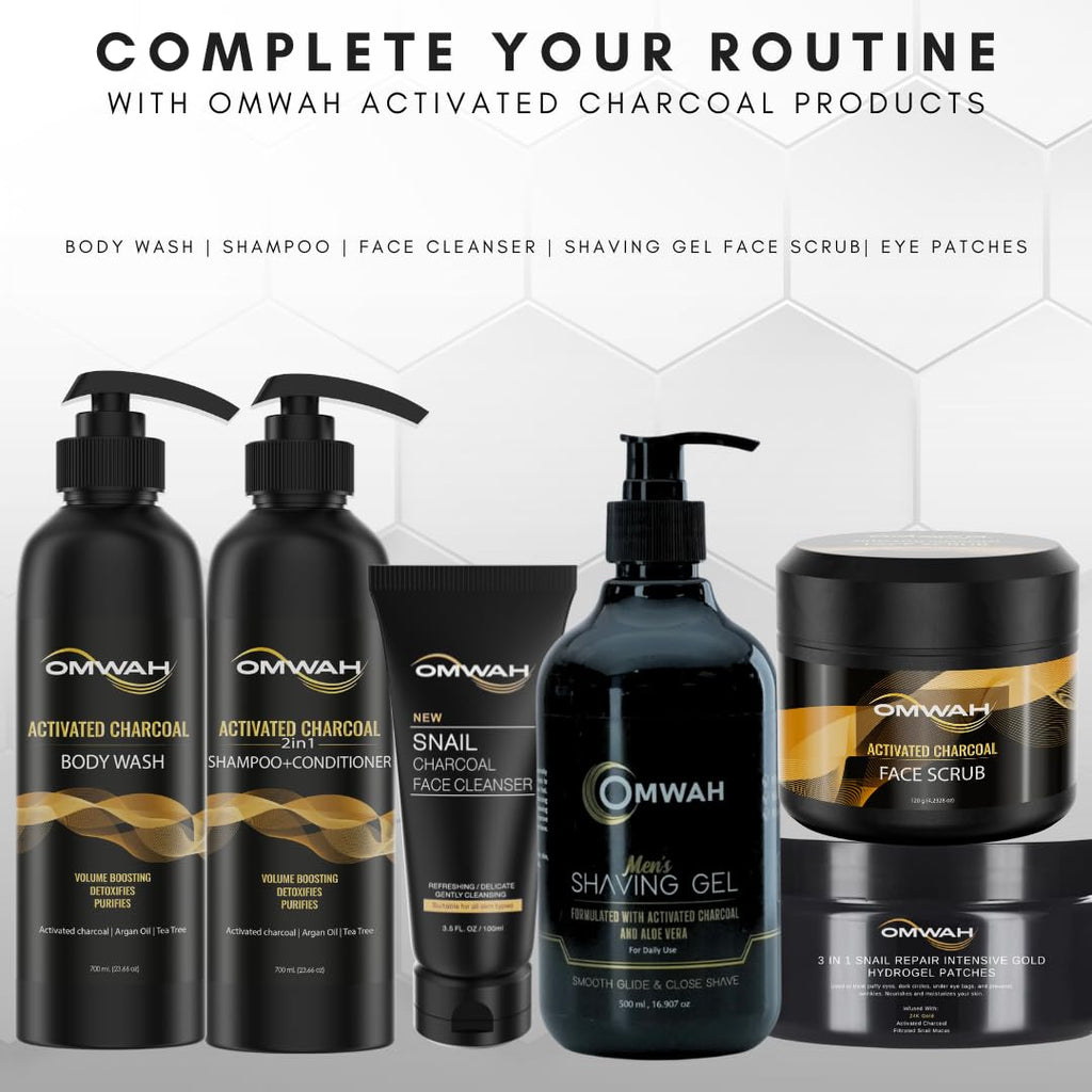 OMWAH 2-in-1 Shampoo + Conditioner with Activated Charcoal, Argan Oil & Tea Tree (23.66 oz)
