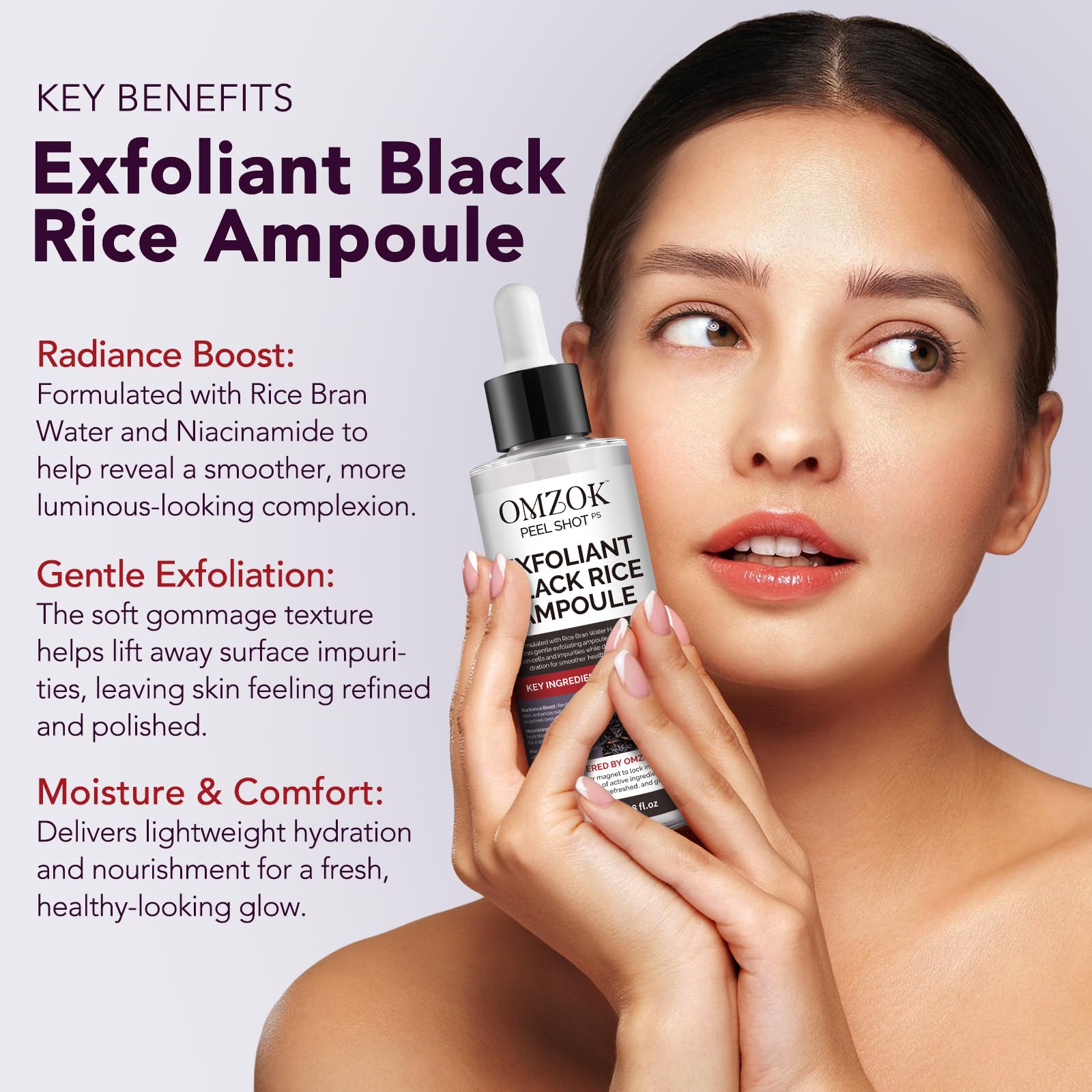 OMZOK Peel Shot Glow Rice Ampoule Duo – Black Rice Exfoliant & Hyaluronic Acid Serum (100ml)