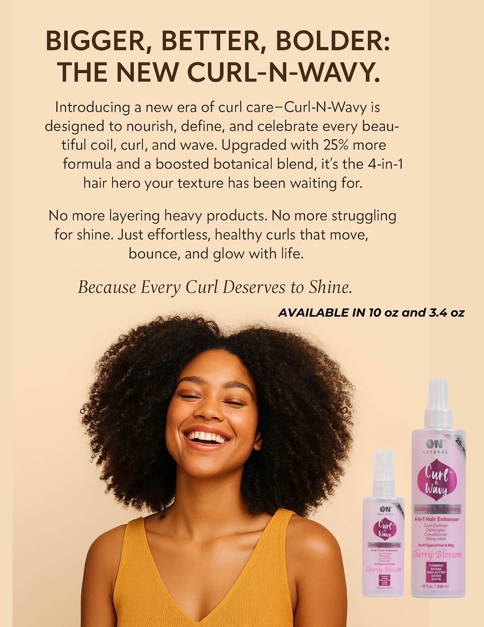 On Natural Curl-N-Wavy 4-in-1 Hair Enhancer for All Textures | Jamaican Black Castor Oil 10 oz