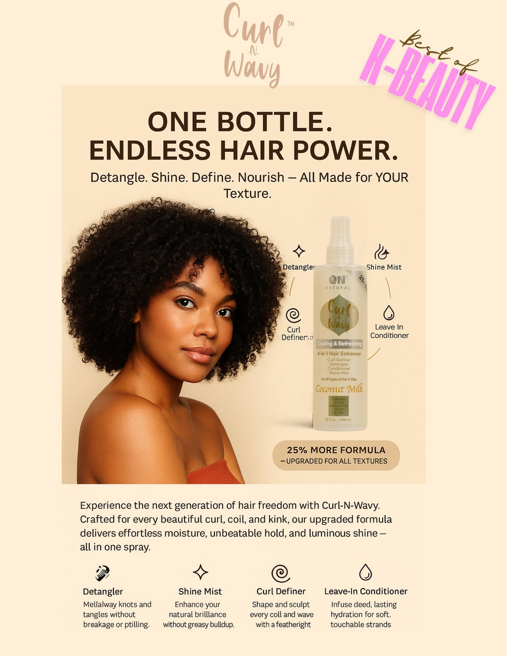 On Natural Curl-N-Wavy 4-in-1 Hair Enhancer for All Textures | Jamaican Black Castor Oil 10 oz