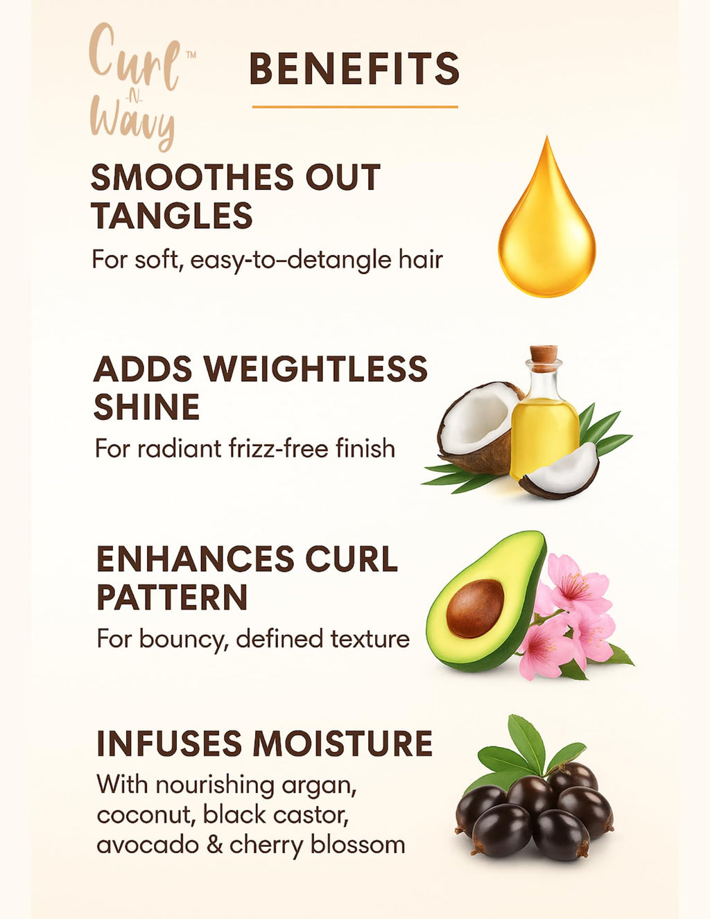 On Natural Curl-N-Wavy 4-in-1 Hair Enhancer for All Textures | Jamaican Black Castor Oil 10 oz