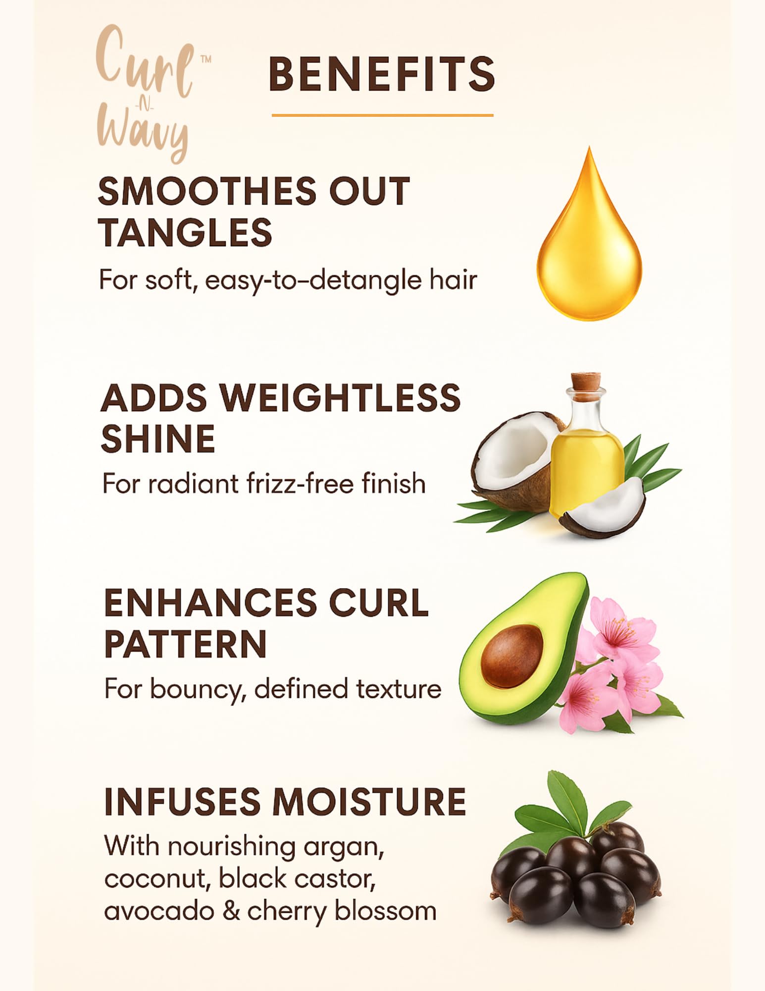 On Natural Curl-N-Wavy 4-in-1 Hair Enhancer for All Textures | Jamaican Black Castor Oil 10 oz