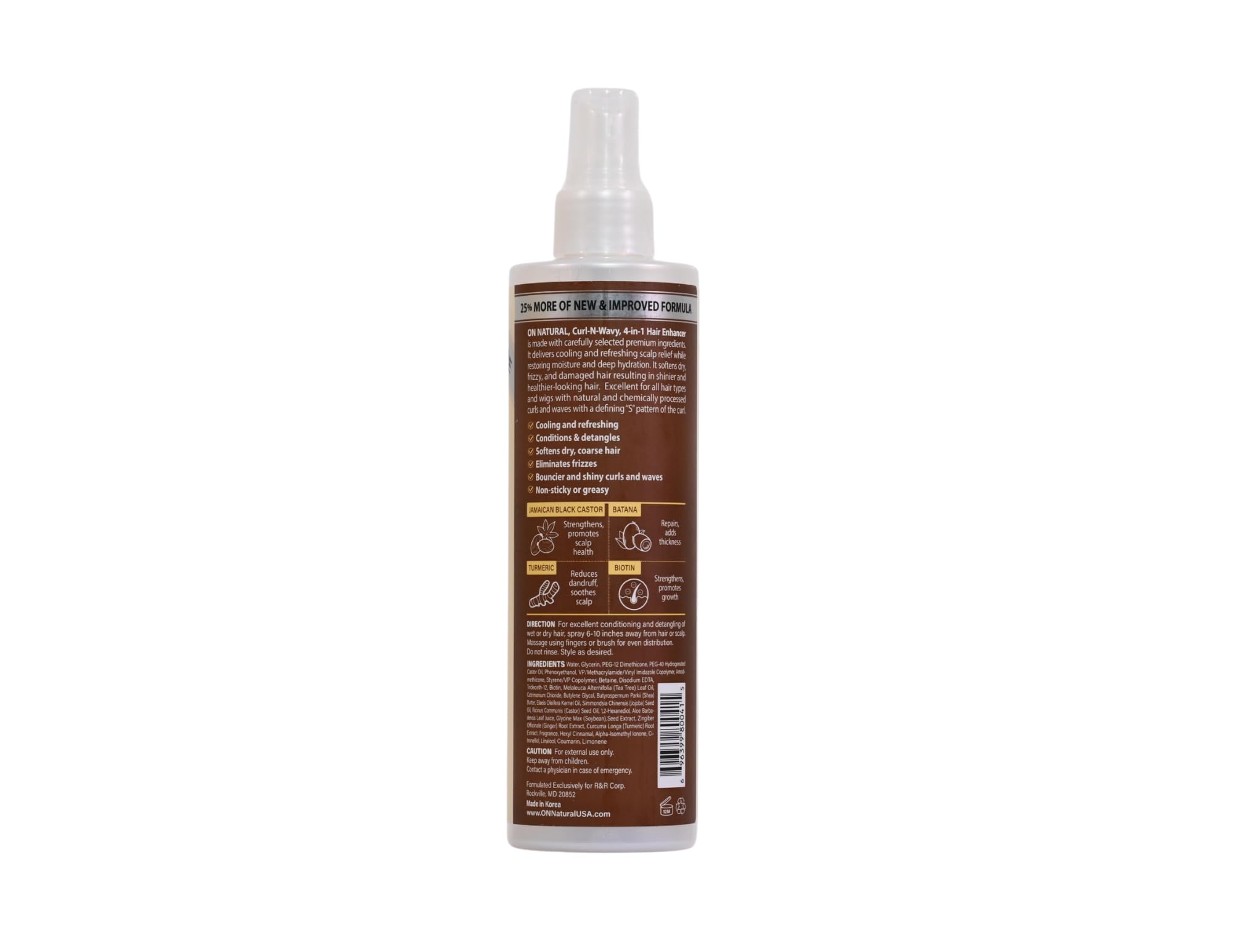 On Natural Curl-N-Wavy 4-in-1 Hair Enhancer for All Textures | Jamaican Black Castor Oil 10 oz