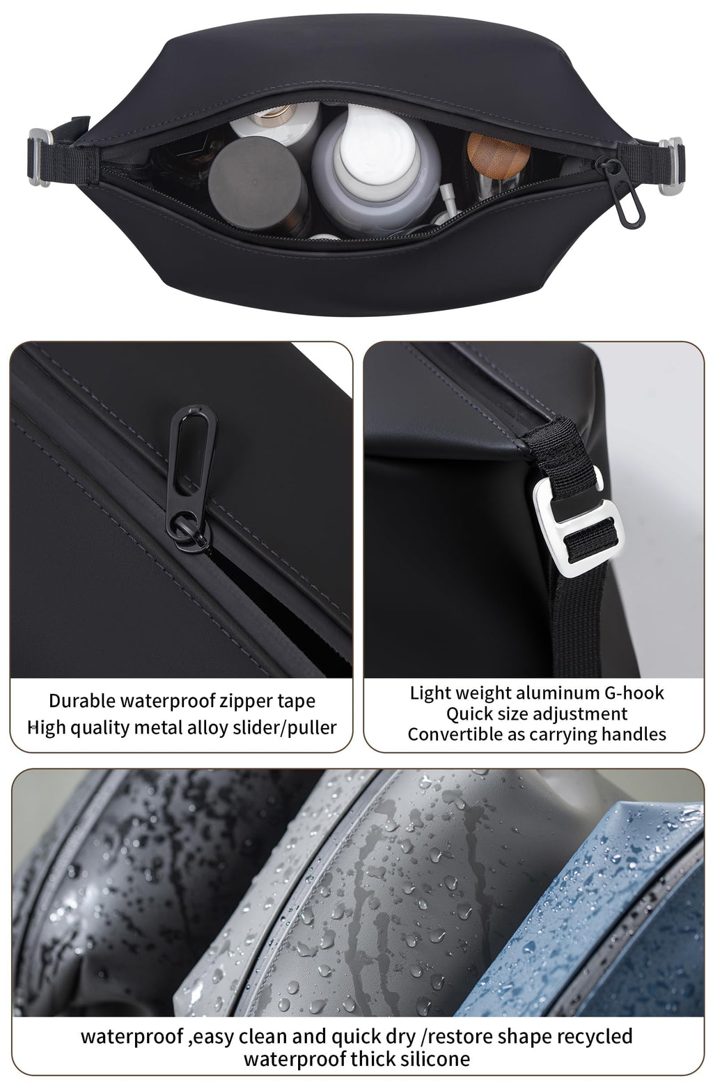 Onbagway 6x11 Large Silicone Toiletry Bag – 6L, Water-Resistant & Foldable Dopp Kit