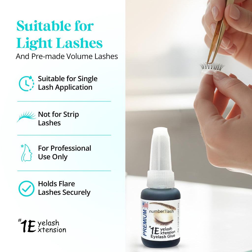 #1 Eyelash Extension Premium Professional Adhesive Glue - Black, 0.34 fl oz, USA Made, Water Resistant
