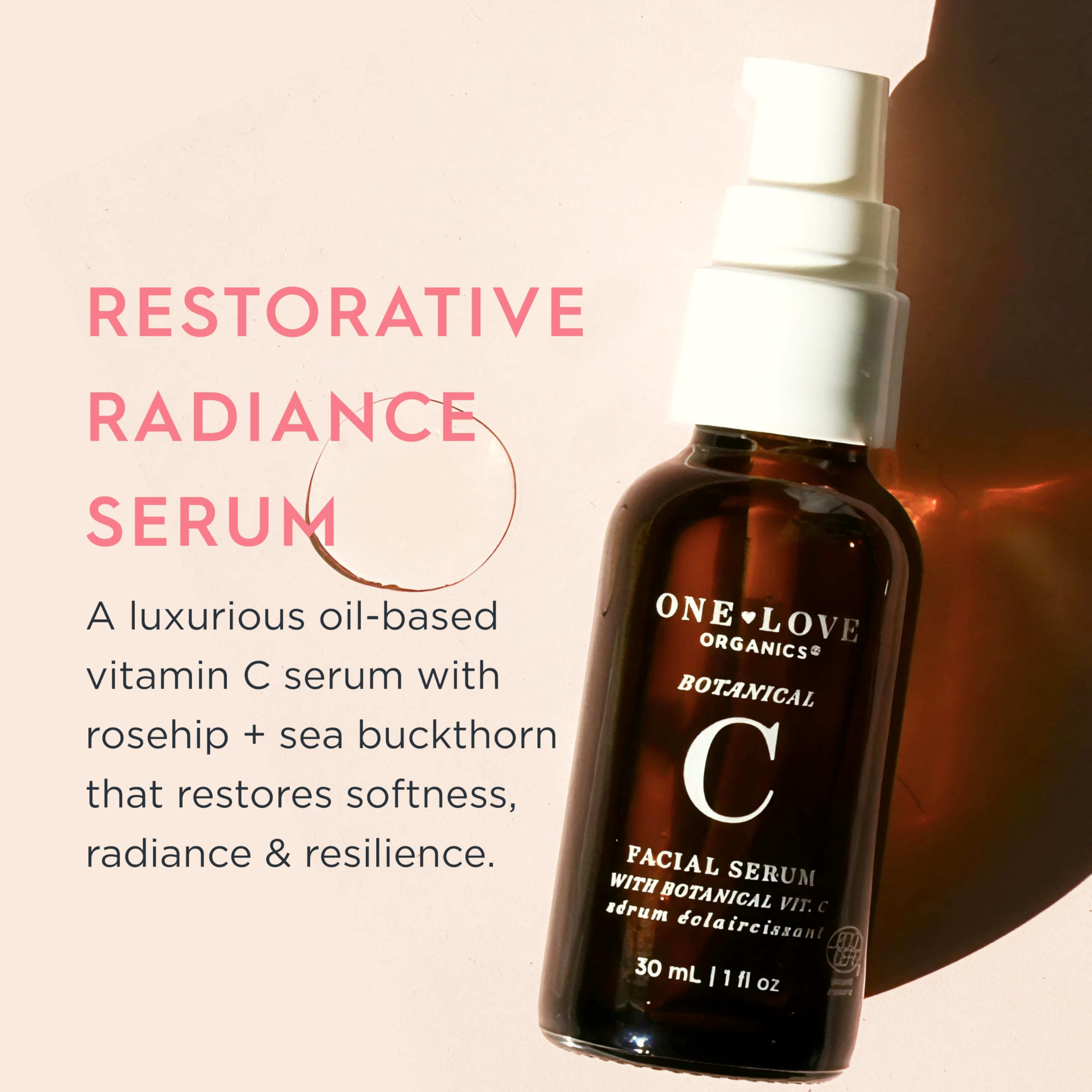 One Love Organics Botanical C Facial Serum – Vitamin C Oil, 1 oz | Organic & Cruelty-Free