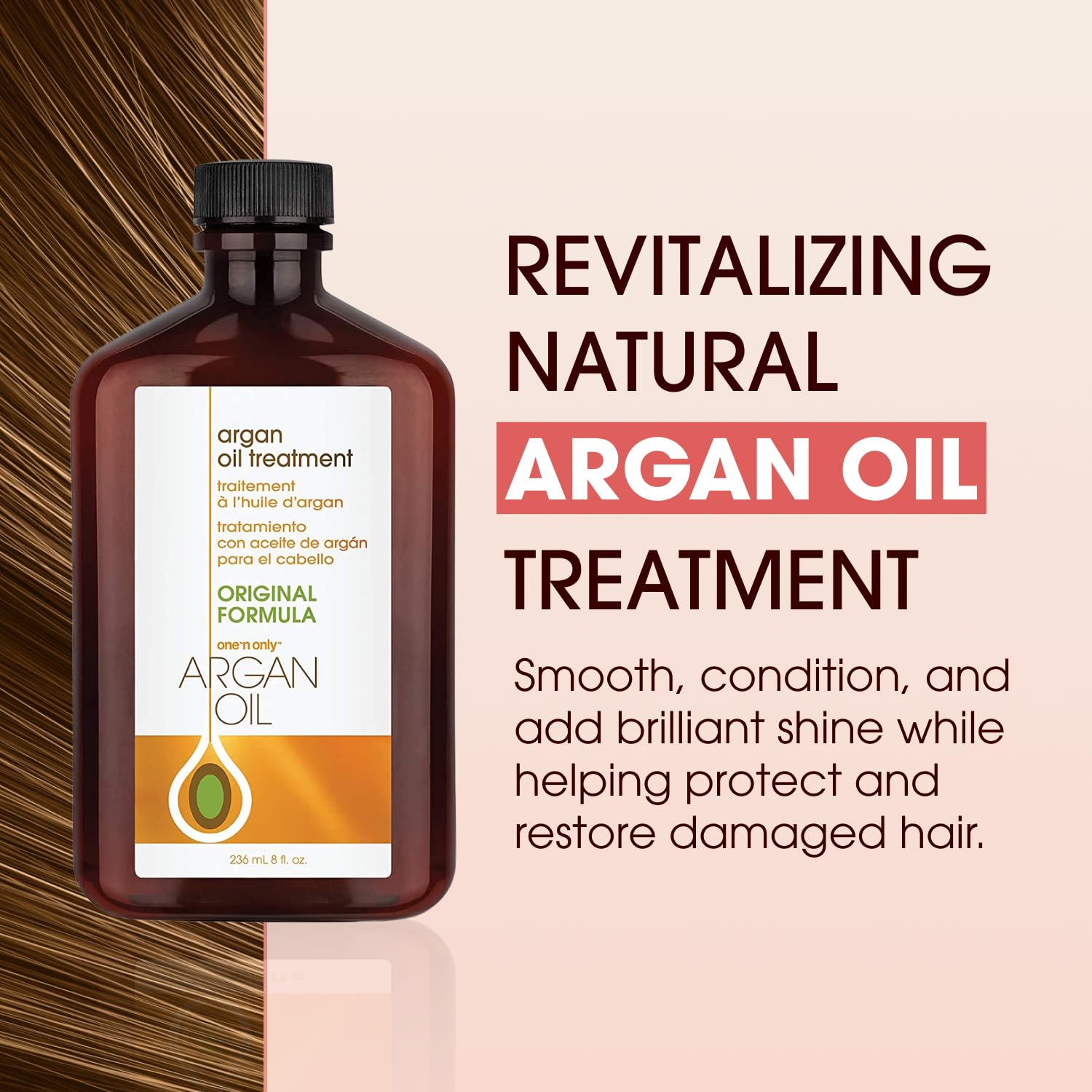 One 'N Only Argan Oil Hair Treatment – Lightweight Hydration for Natural Hair, Wigs & Extensions | Shine, Heat Protection (8 oz)