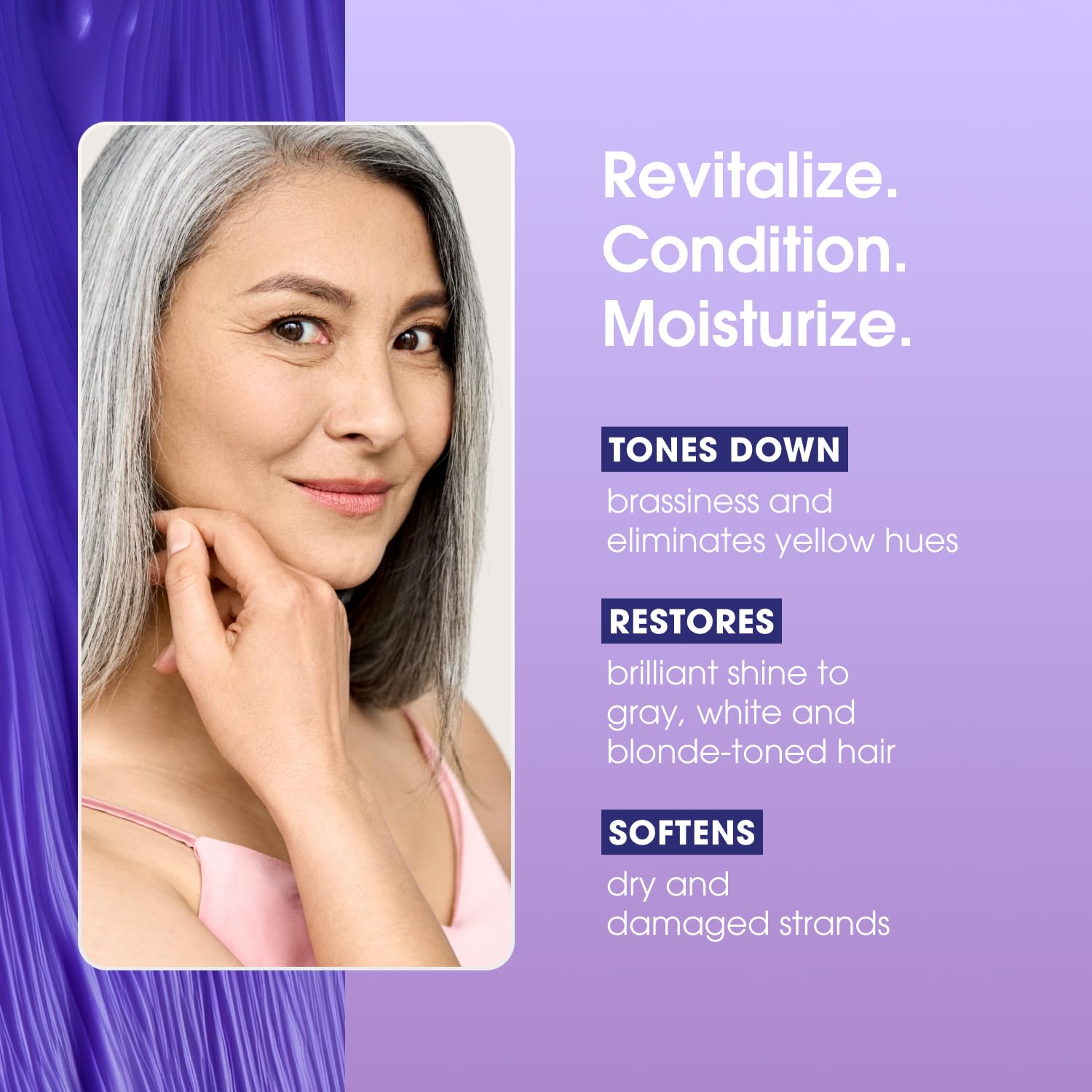 One 'N Only Shiny Silver Purple Shampoo with Argan Oil - Toner for Blonde, Gray, White & Highlighted Hair