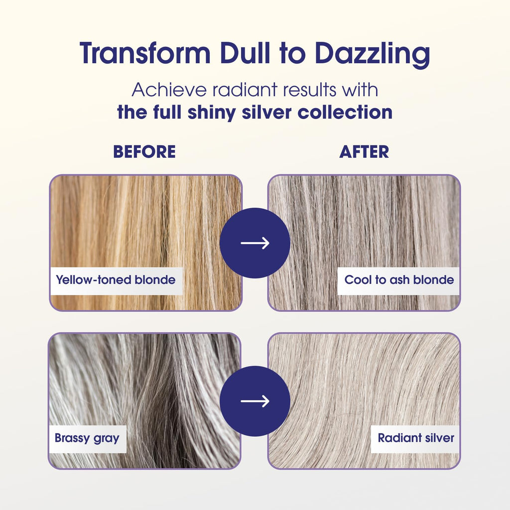 One 'N Only Shiny Silver Ultra Shine Spray – Blonde Shine, Brass Neutralizer, UV & Heat Protection (4 oz) Pack of 2