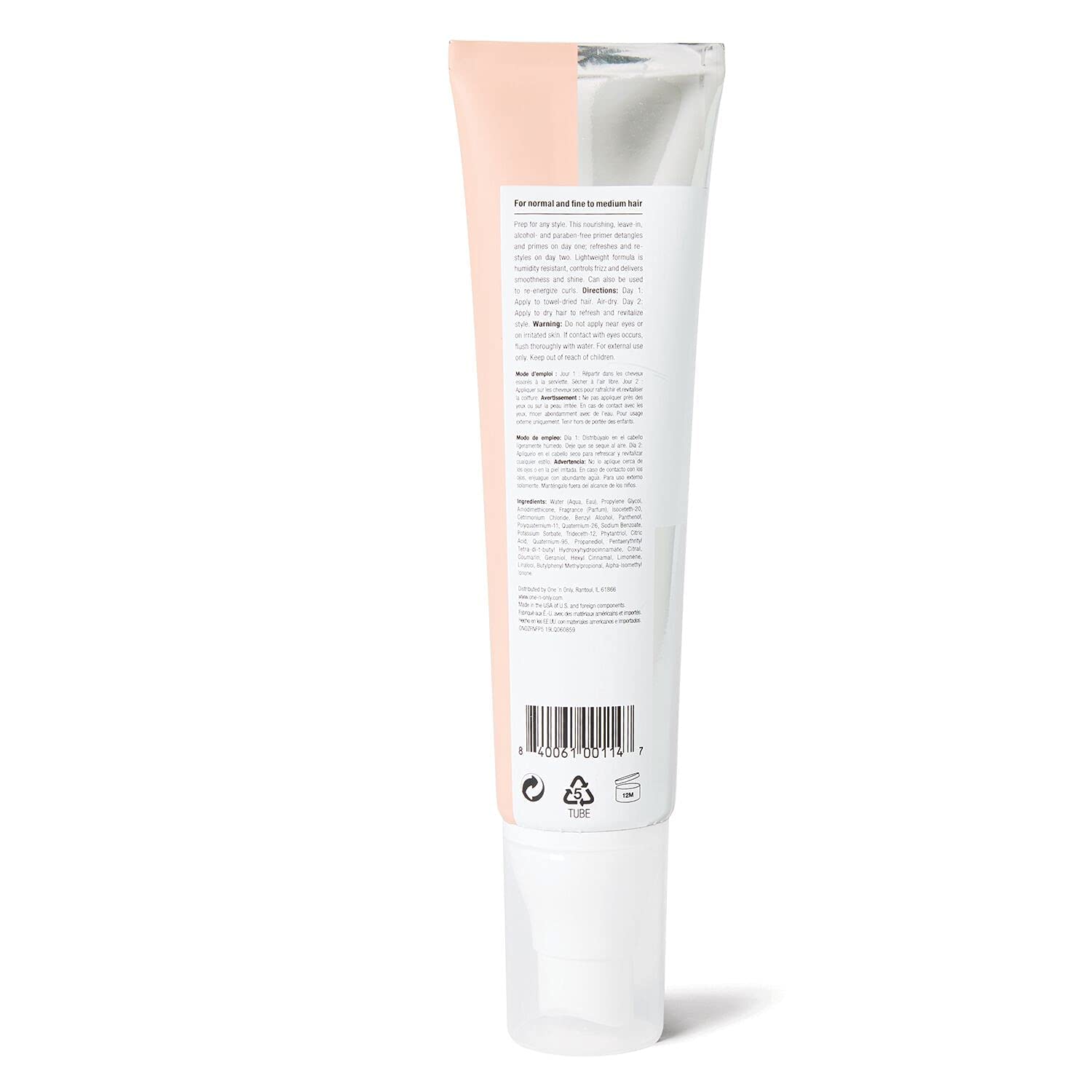 One 'N Only Zero Fuss Fine to Medium Hair Primer - Leave-In Detangler, Humidity-Resistant, No-Heat Styling