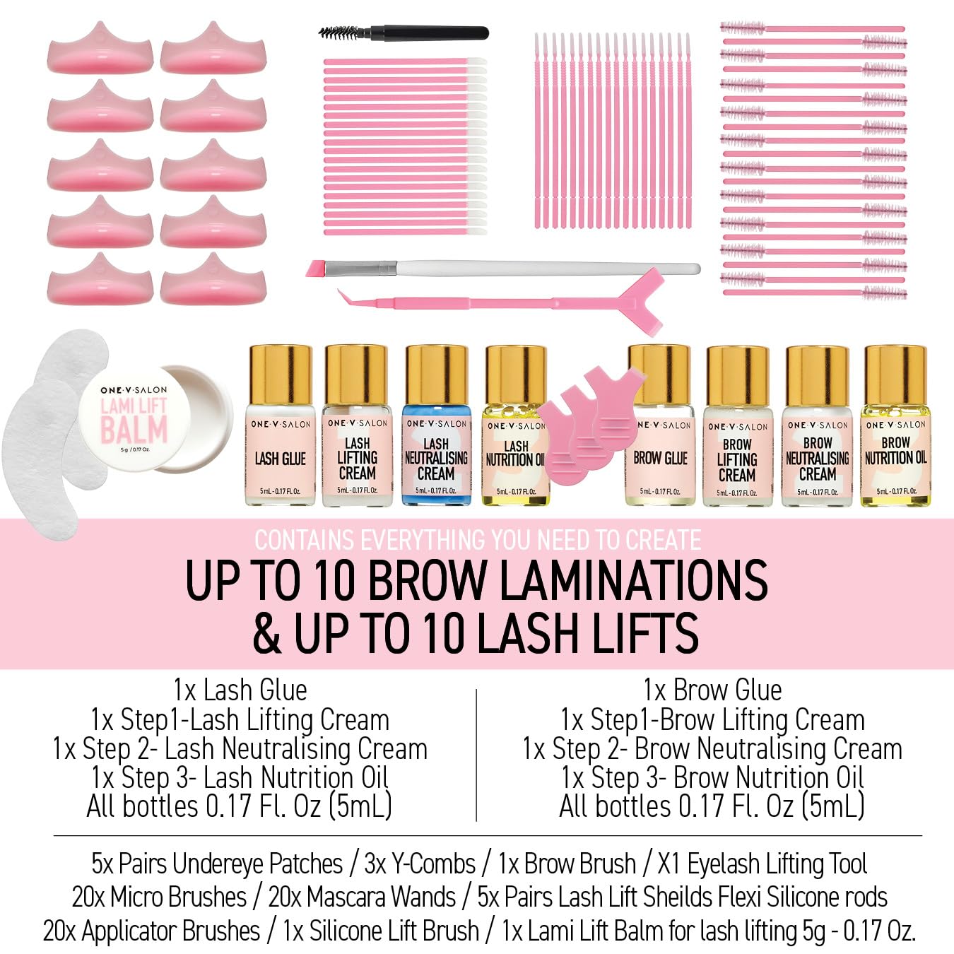 One V Salon Brow Lamination & Lash Lift Kit – 2-in-1 At-Home Set (Up to 20 Applications)