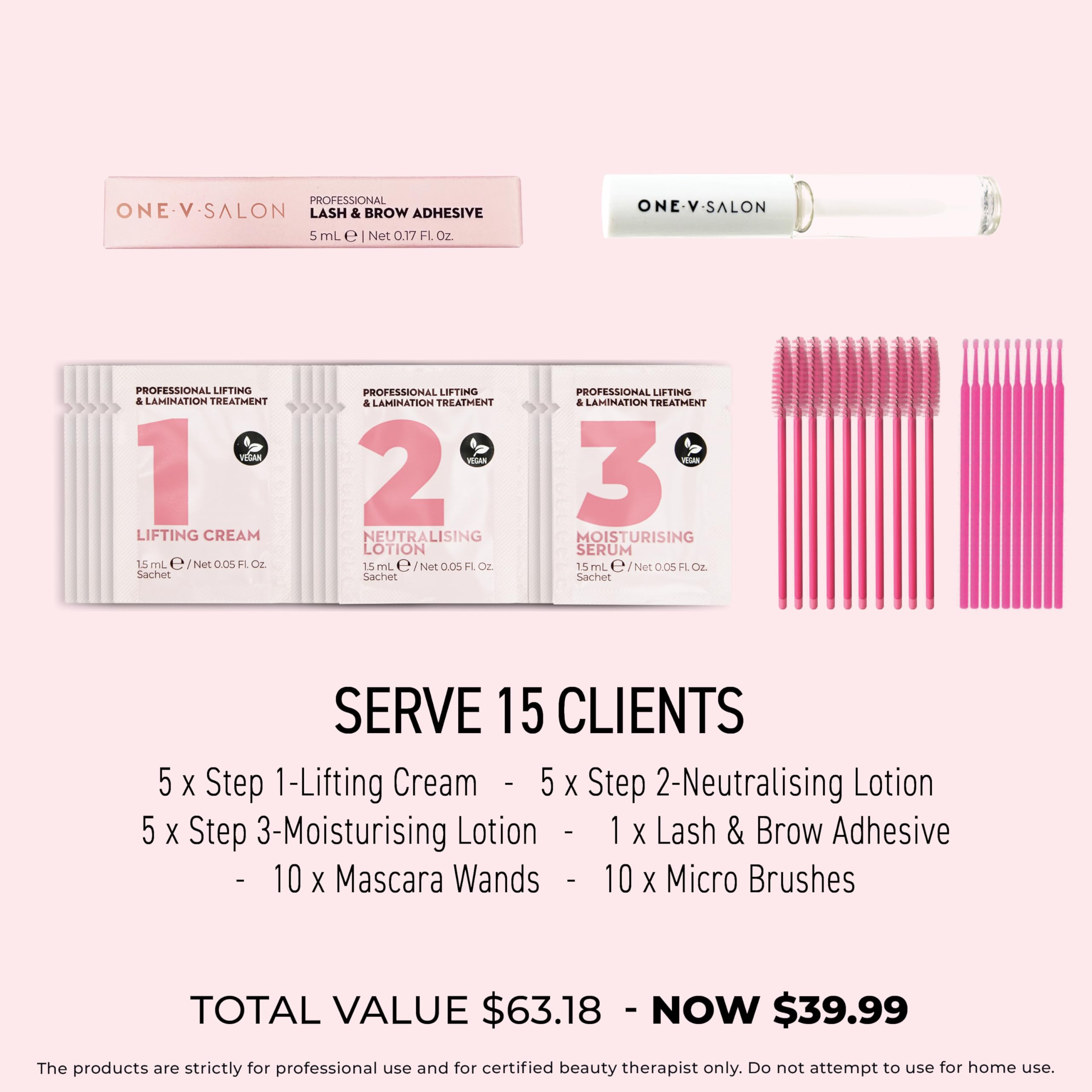 One V Salon Essential Brow Lamination Kit – Vegan, Professional Brow Lift with Sachets & Tools