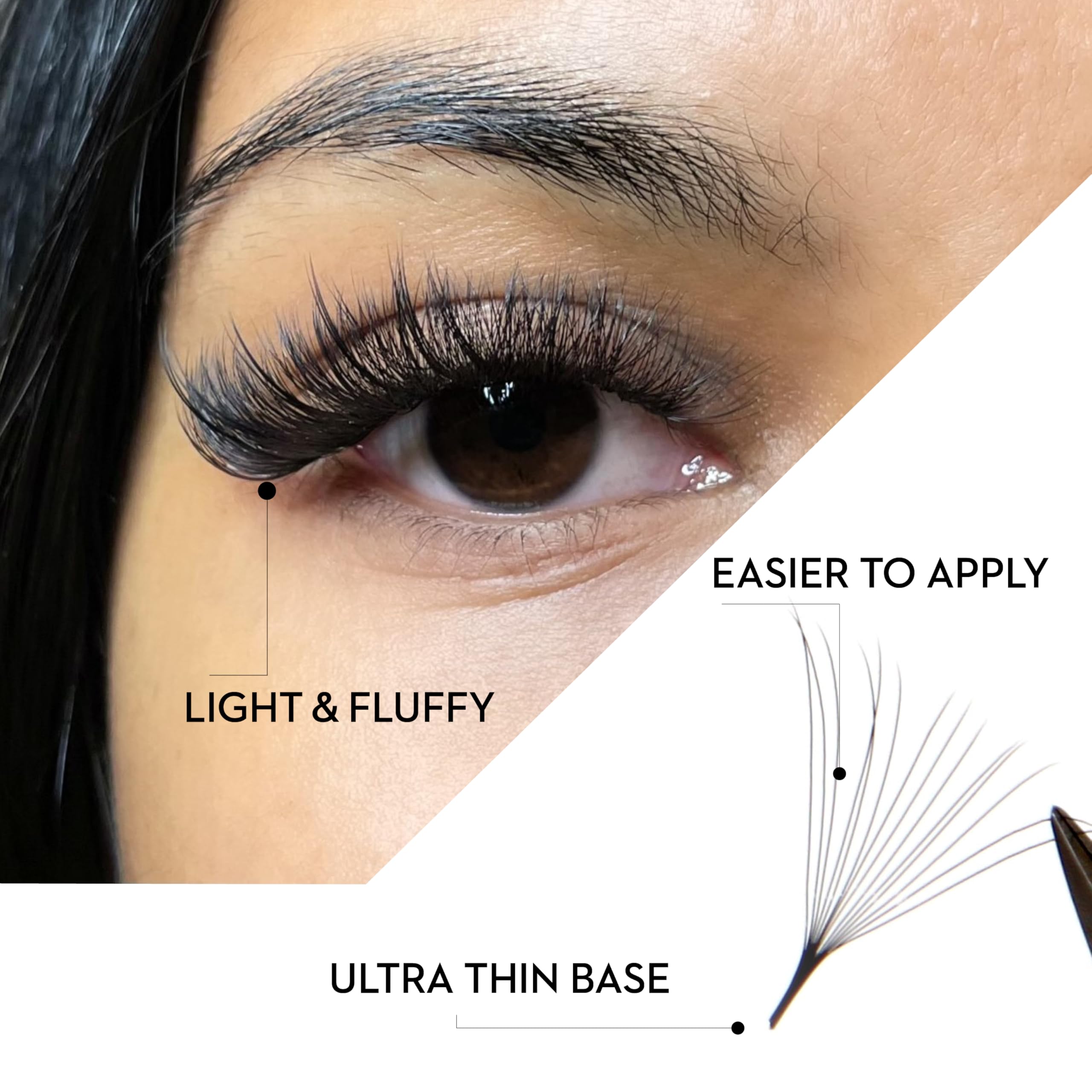 One V Salon Pro 14D Ultra-Speed Promade Fans | 1000 Premade Mega Volume Lash Fans | C Curl | 0.05mm | 9–15mm Mixed Lengths
