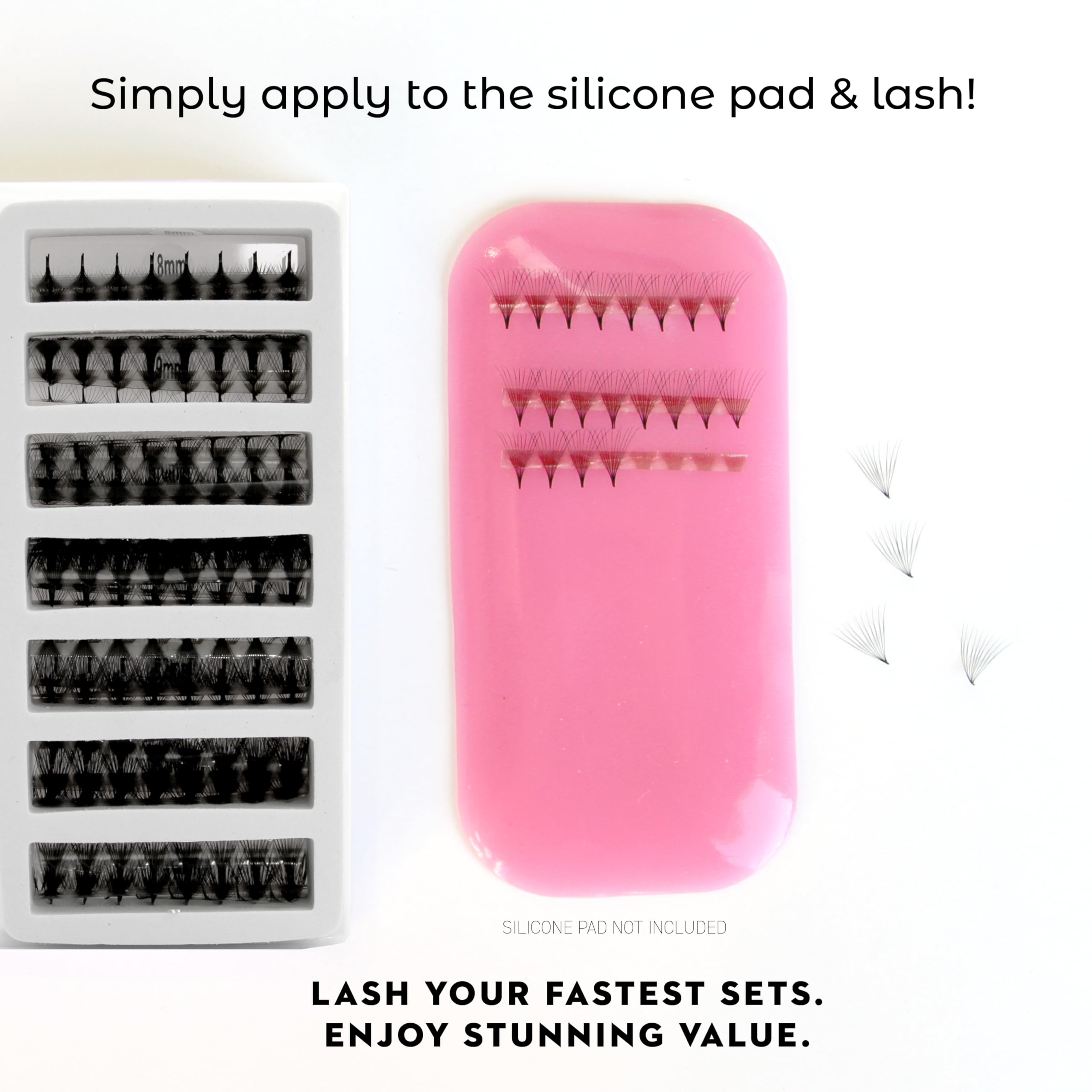 One V Salon Pro 14D Ultra-Speed Promade Fans | 1000 Premade Mega Volume Lash Fans | C Curl | 0.05mm | 9–15mm Mixed Lengths