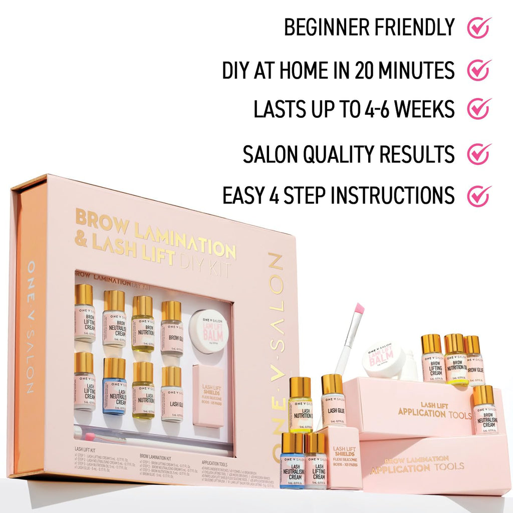One V Salon Brow Lamination & Lash Lift Kit – 2-in-1 At-Home Set (Up to 20 Applications)