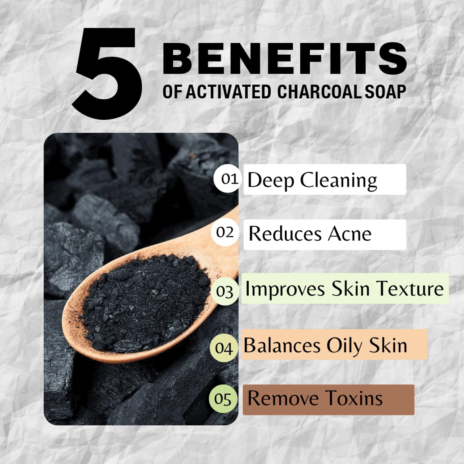 One With Nature Activated Charcoal Soap 7oz 3-Pack – Detoxifying Charcoal Soap Bar with Dead Sea Salt for Face & Body, for Men & Women