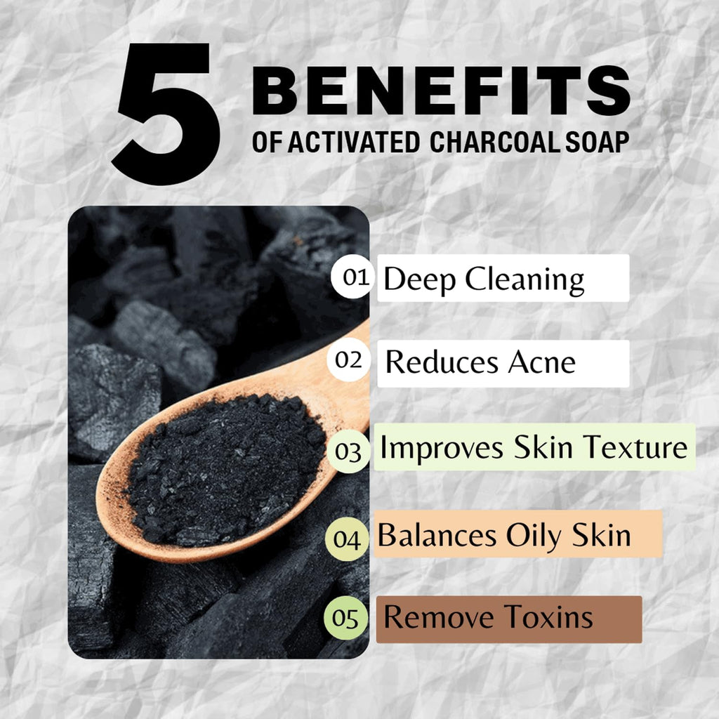 One With Nature Activated Charcoal Soap 4oz 3-Pack – Detox & Exfoliate with Dead Sea Minerals