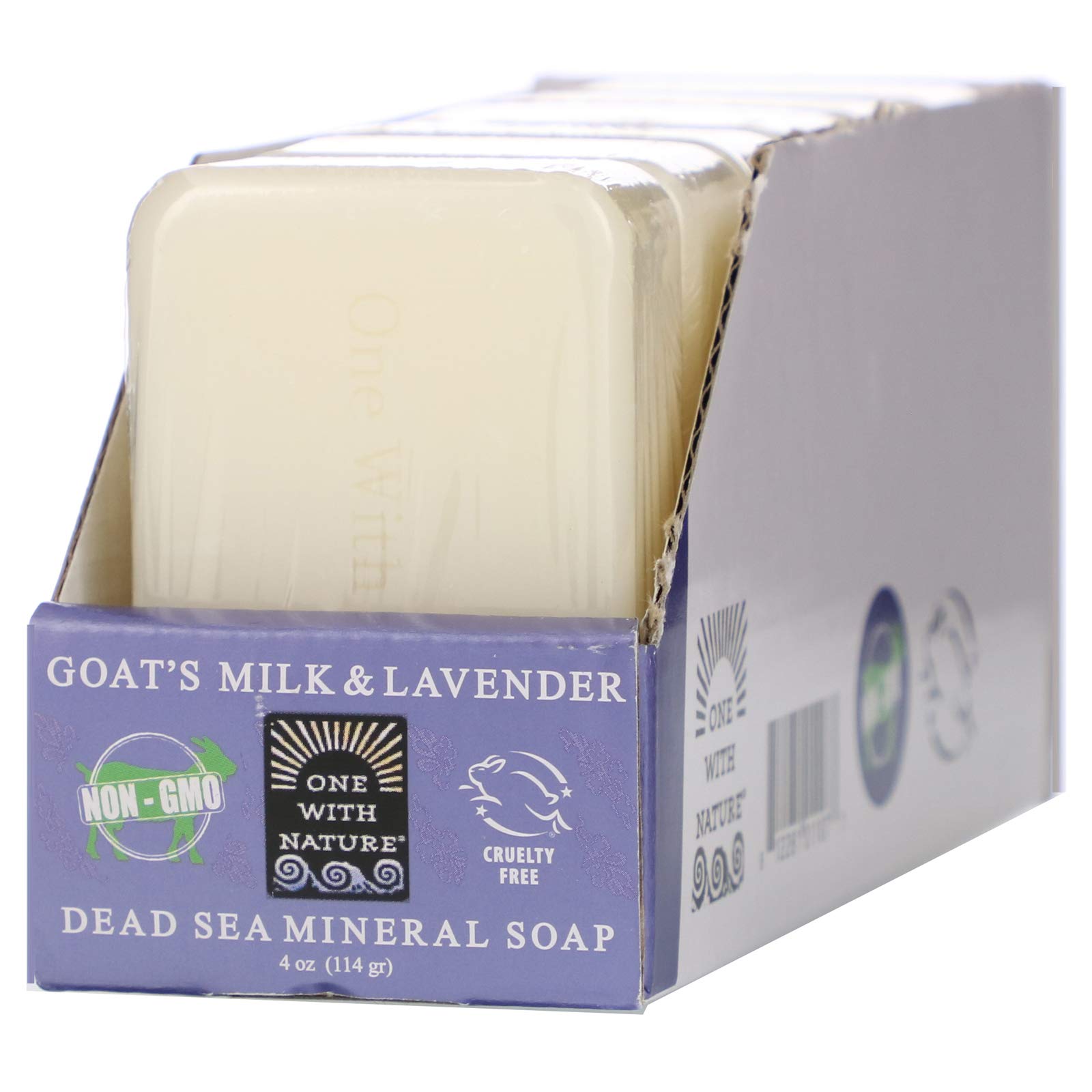 One With Nature Dead Sea Mineral Soap – Goat Milk & Lavender, 6 Bars (4 oz each)