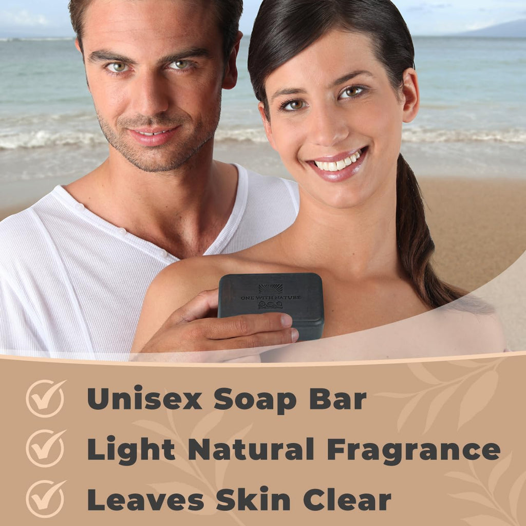 One With Nature Activated Charcoal Soap 7oz 3-Pack – Detoxifying Charcoal Soap Bar with Dead Sea Salt for Face & Body, for Men & Women