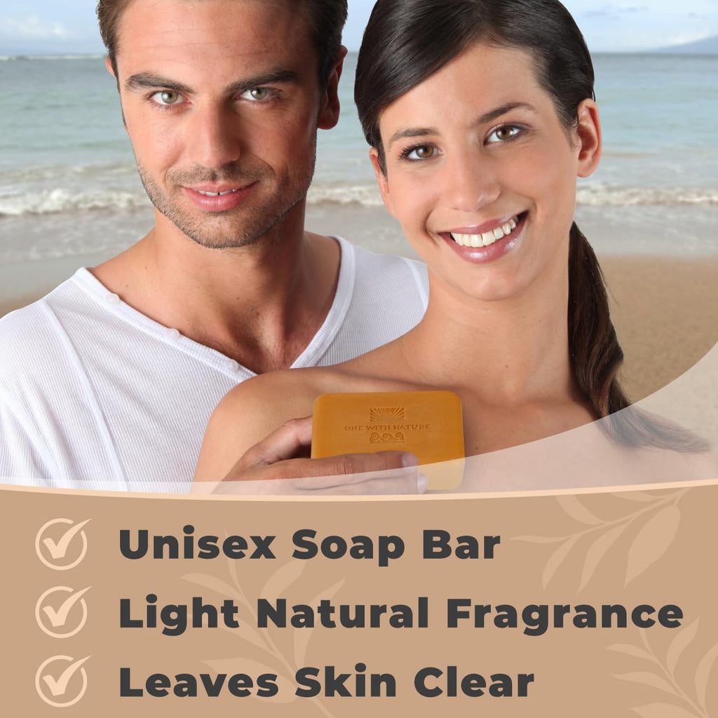 One With Nature Dead Sea Salt Turmeric Soap 3-Pack – Purifying & Exfoliating Bar with Dead Sea Minerals