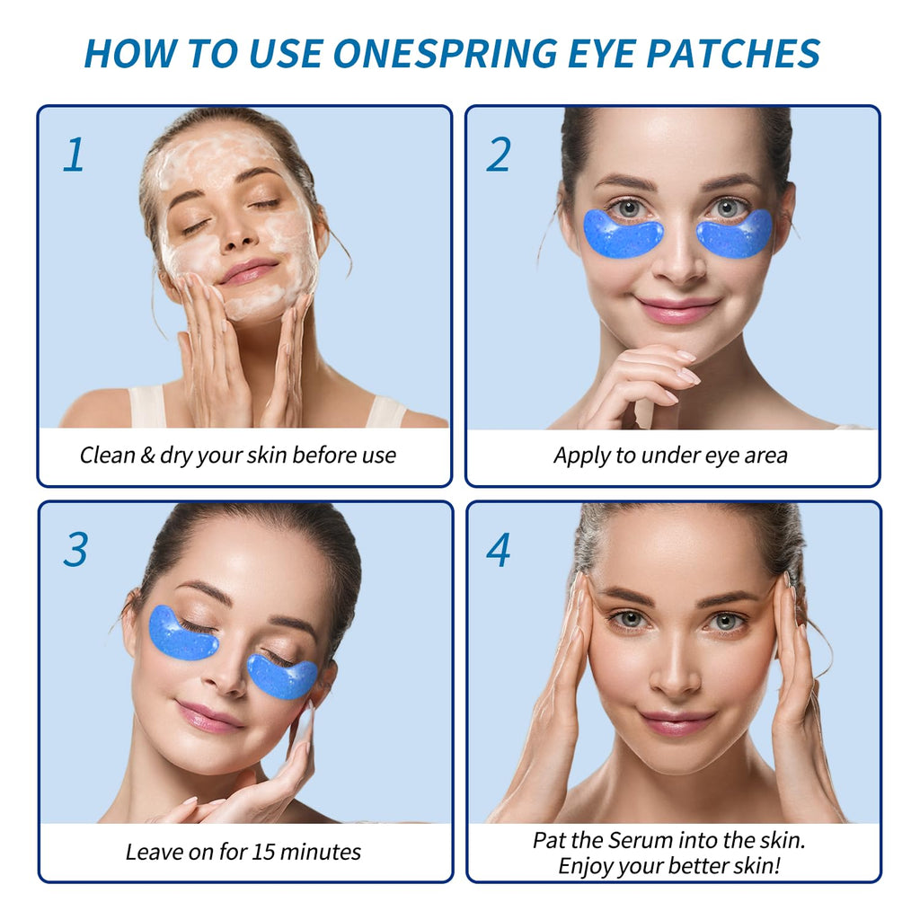 Onespring Eye Masks (48 Pairs) – Collagen Under Eye Patches for Puffy Eyes, Dark Circles, Fine Lines | Spa Party & Bridal Gifts