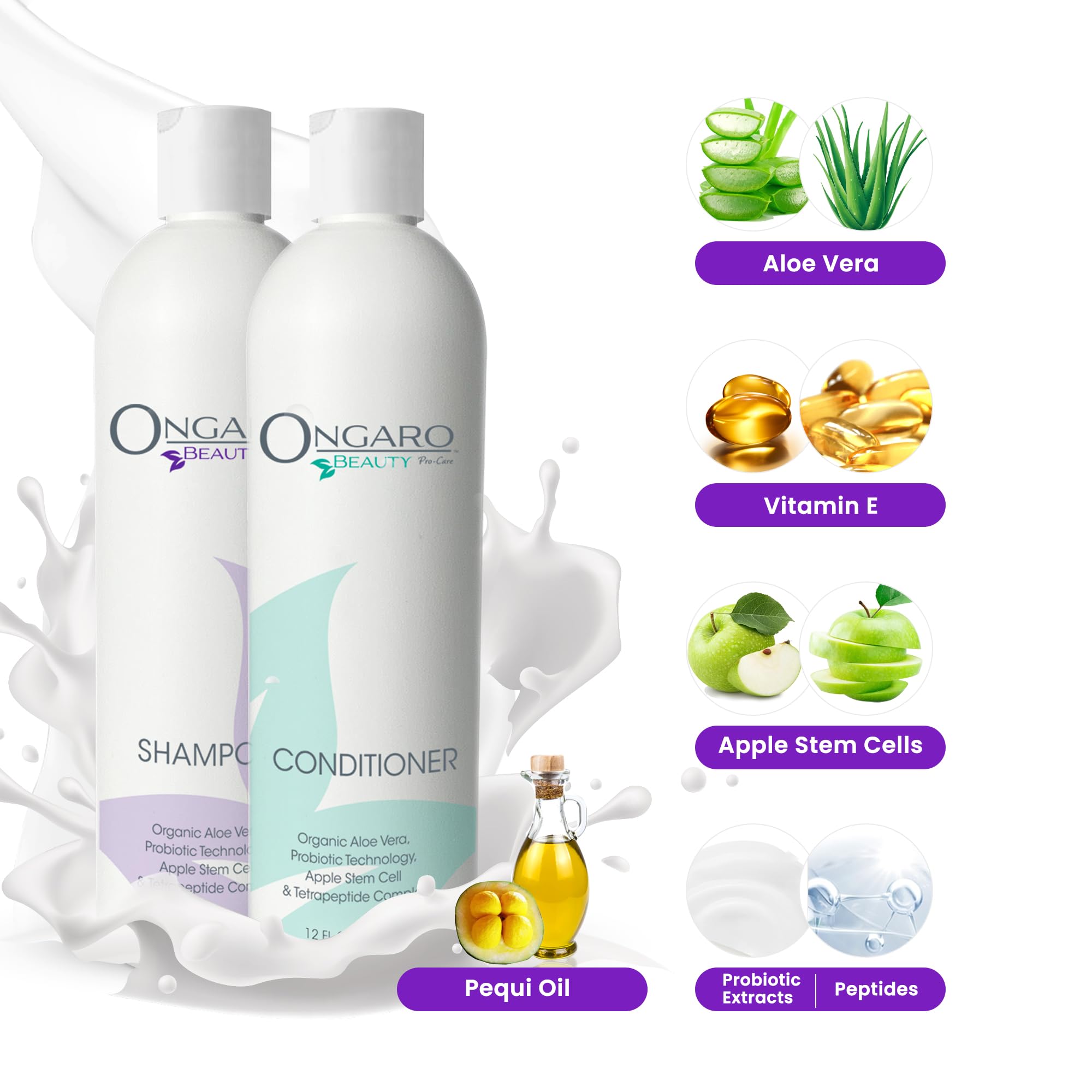 Ongaro Beauty Sulfate-Free Organic Shampoo & Conditioner Set with Aloe Vera