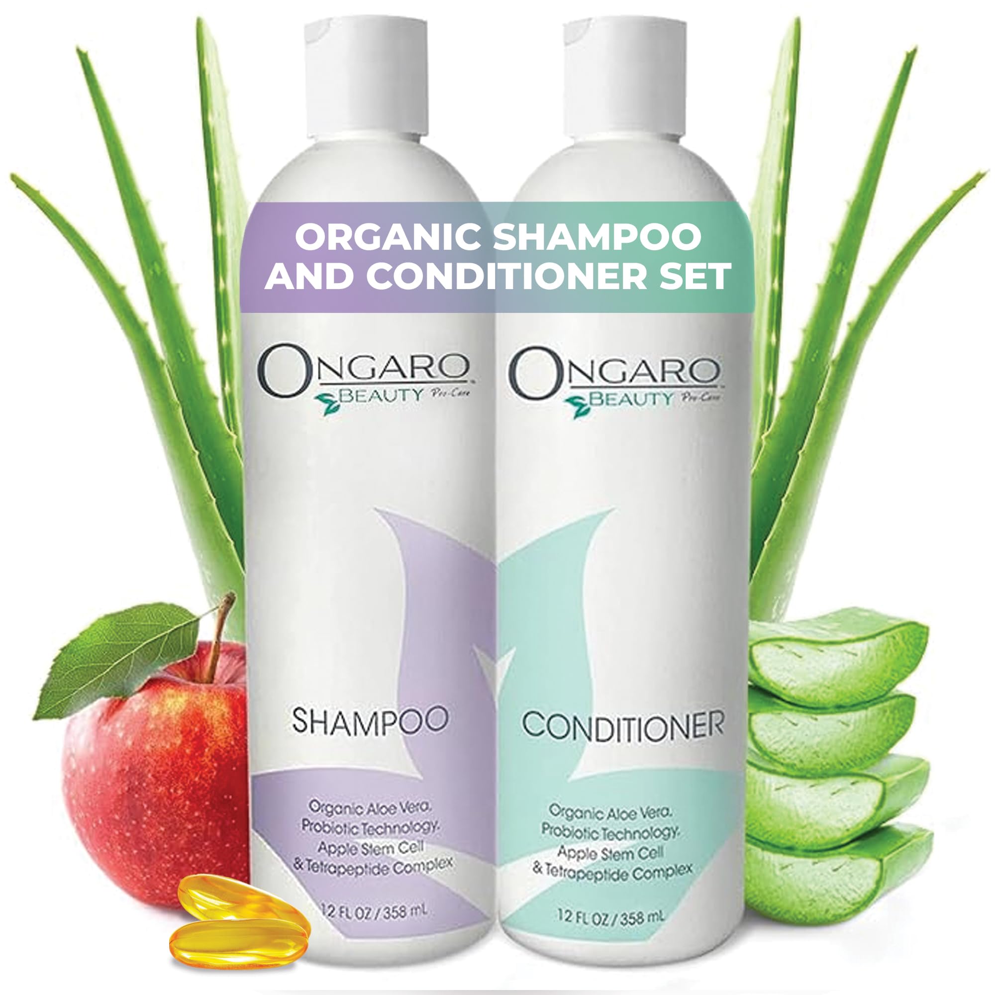 Ongaro Beauty Sulfate-Free Organic Shampoo & Conditioner Set with Aloe Vera